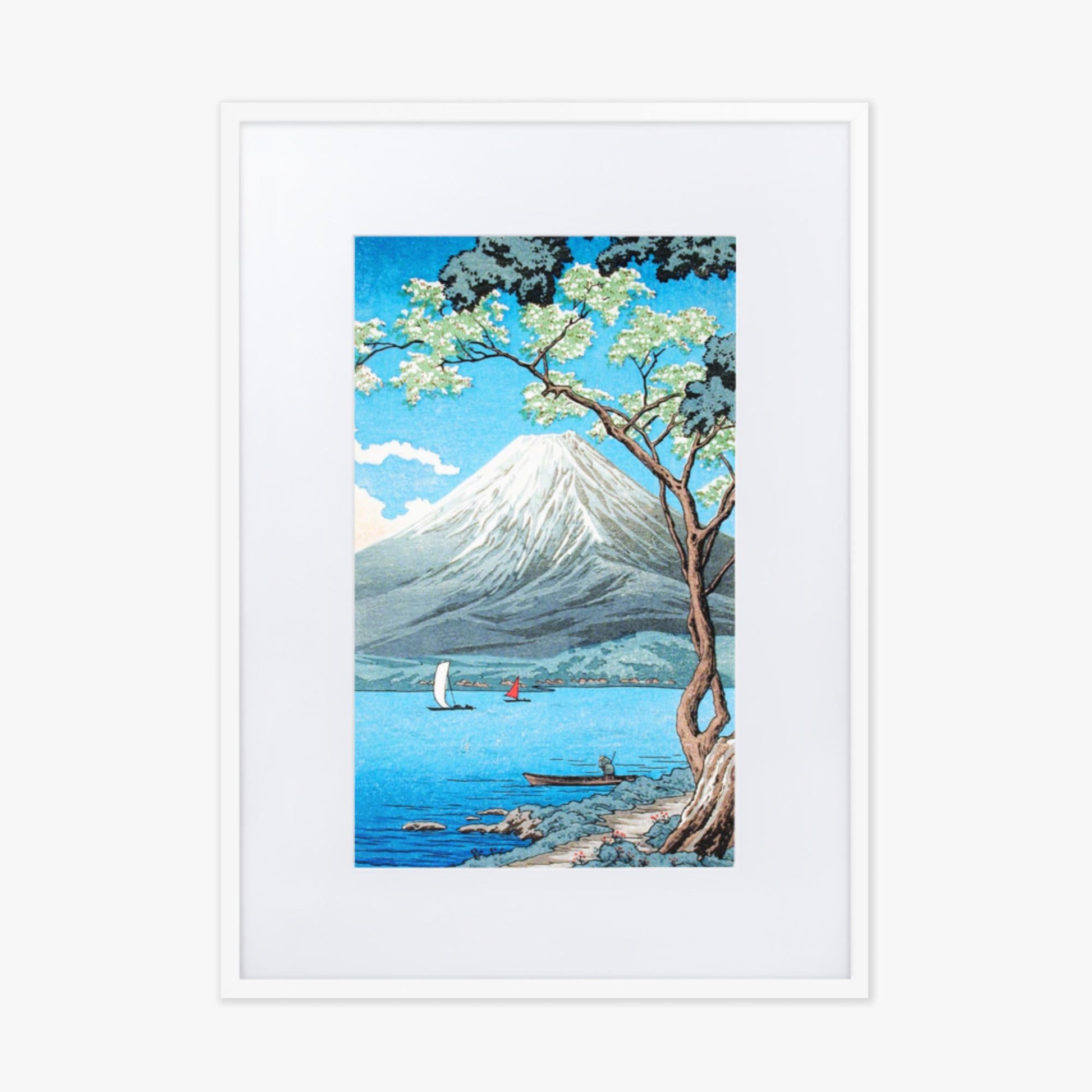 Takahashi Hiroaki (Shōtei) - Mount Fuji from Lake Yamanaka 50x70 cm Poster With White Frame