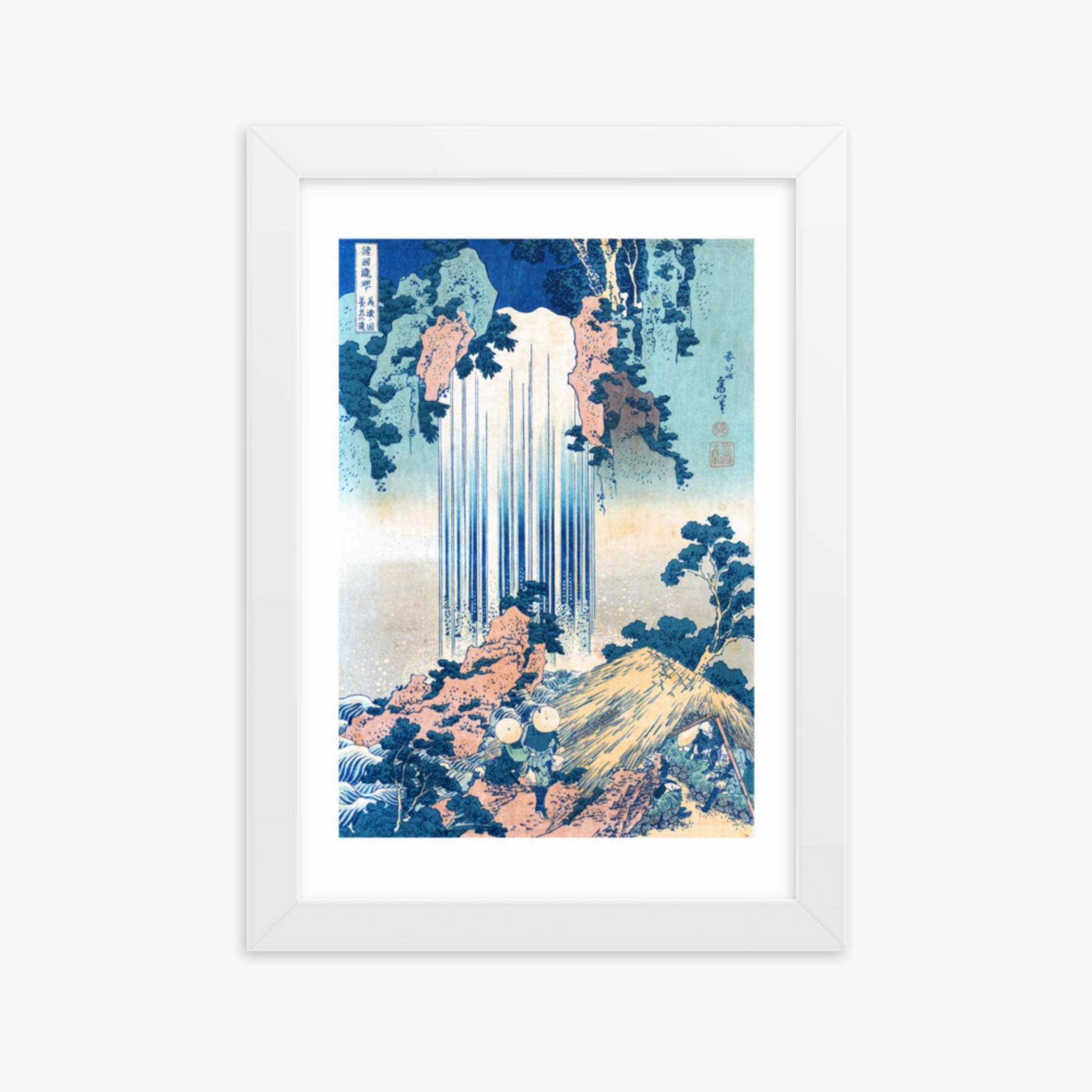 Katsushika Hokusai: Yoro Waterfall in Mino Province - 21x30 cm Poster With White Frame