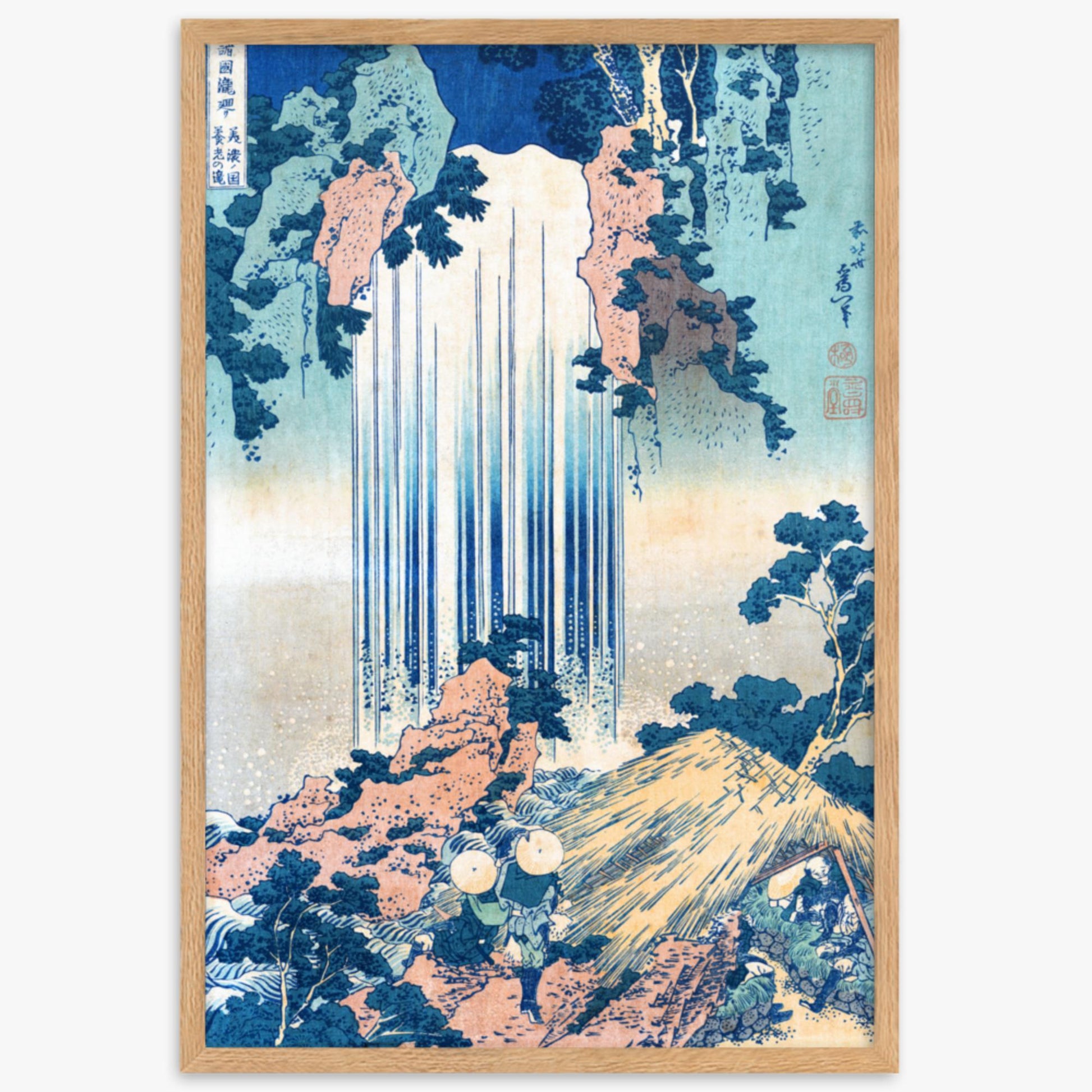 Katsushika Hokusai: Yoro Waterfall in Mino Province - 61x91 cm Poster With Oak Frame