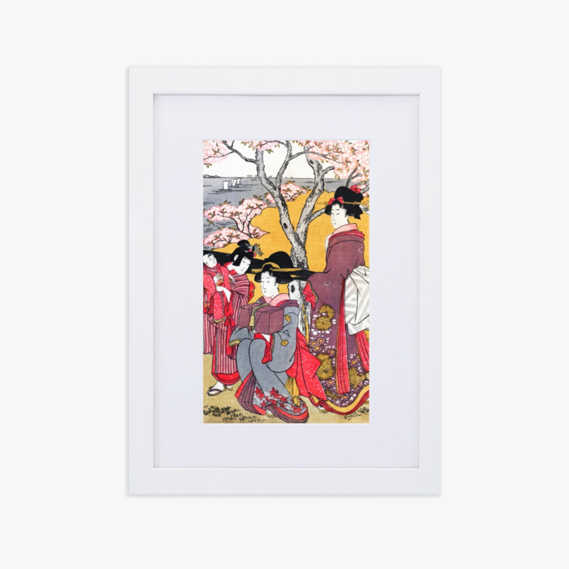 Kitagawa Utamaro - Cherry-viewing at Gotenyama 21x30 cm Poster With White Frame