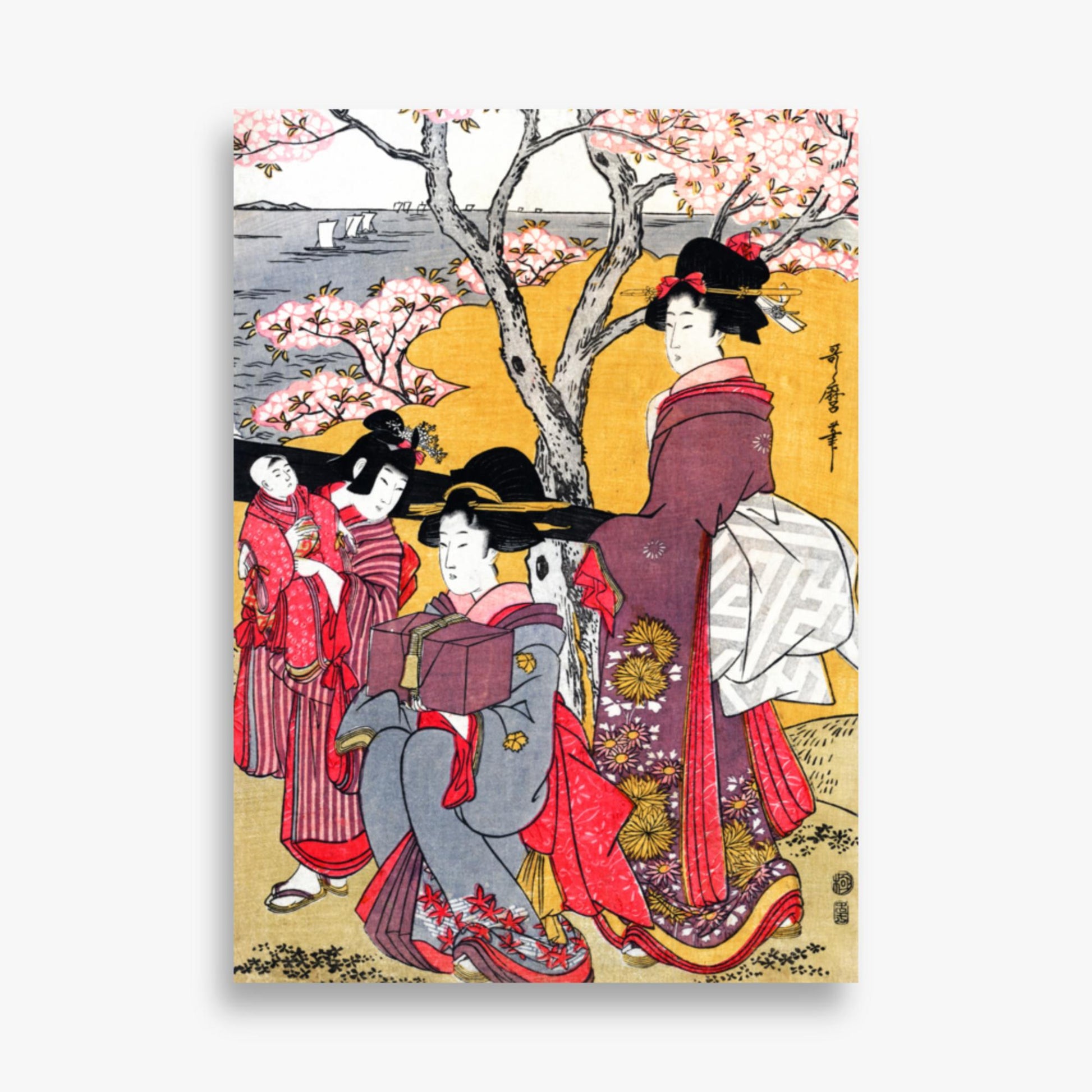 Kitagawa Utamaro - Cherry-viewing at Gotenyama 50x70 cm Poster