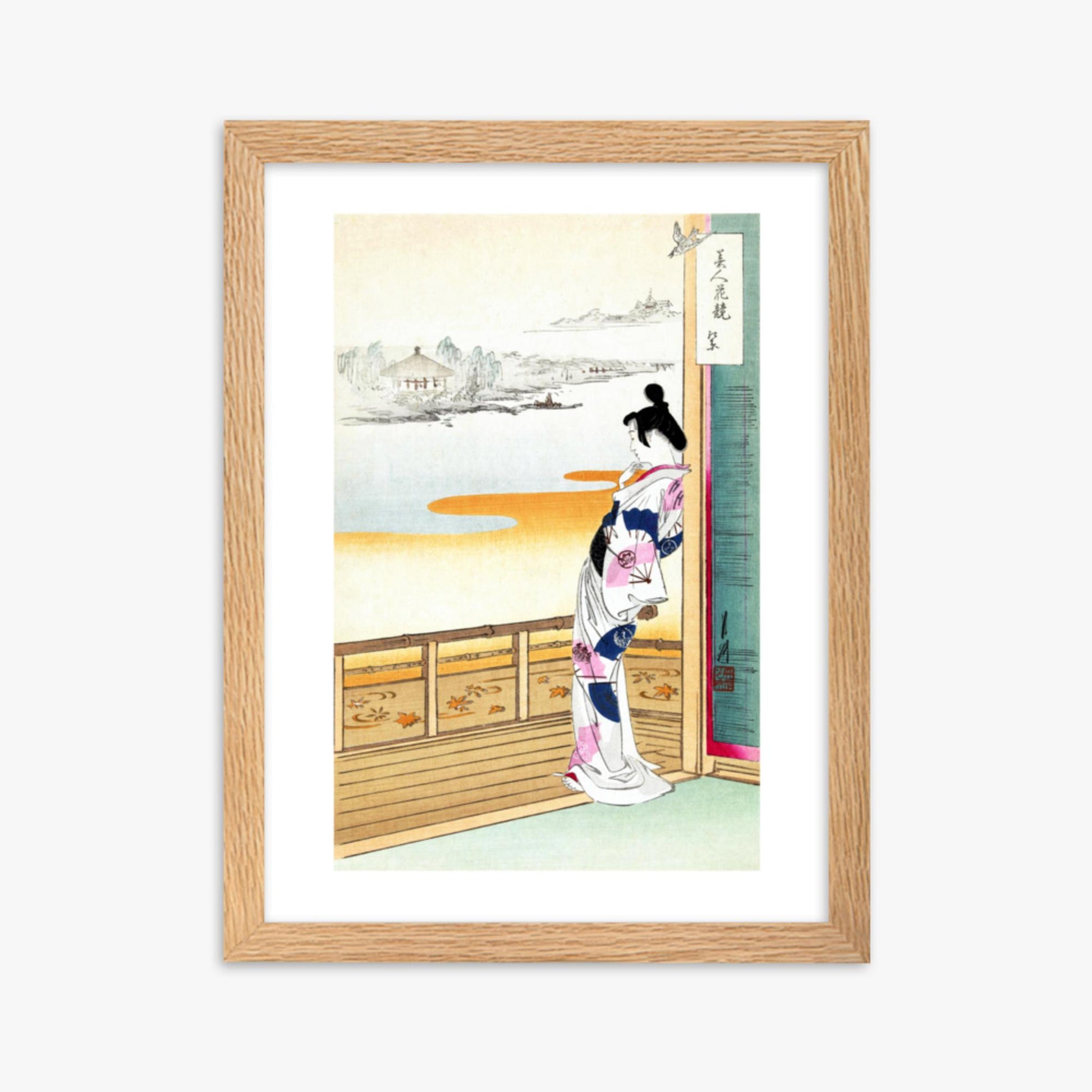 Ogata Gekko - The Call of the Cuckoo 30x40 cm Poster With Oak Frame