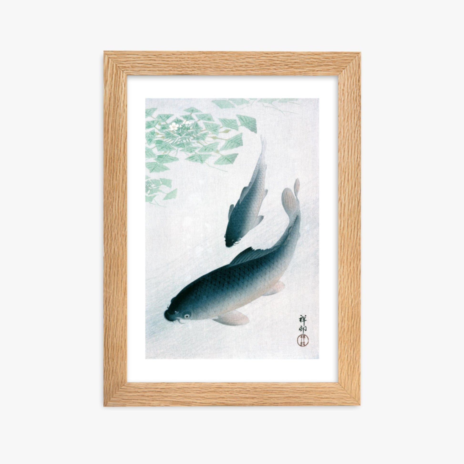 Ohara Koson - Carp or Koi 21x30 cm Poster With Oak Frame