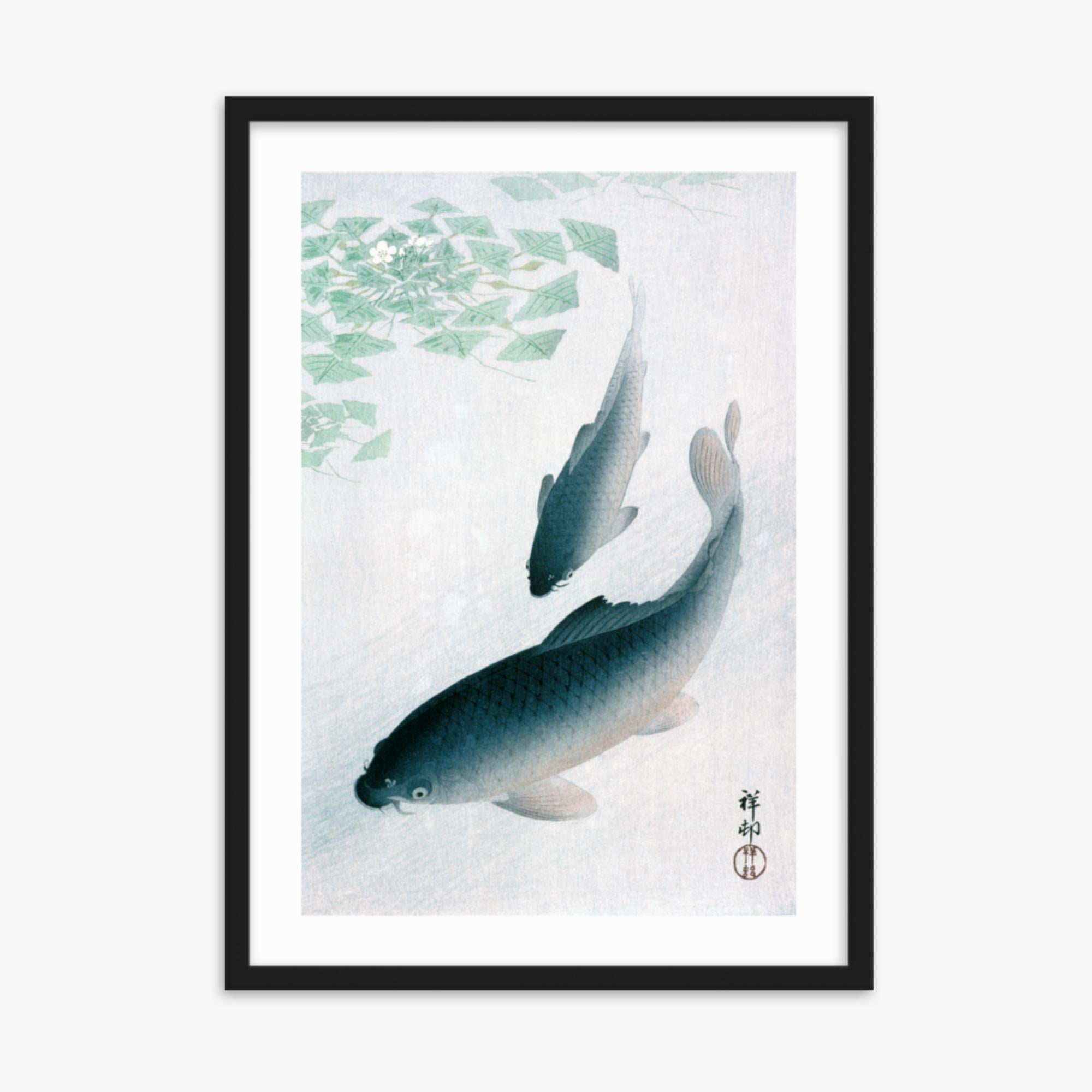 Ohara Koson - Carp or Koi 50x70 cm Poster With Black Frame