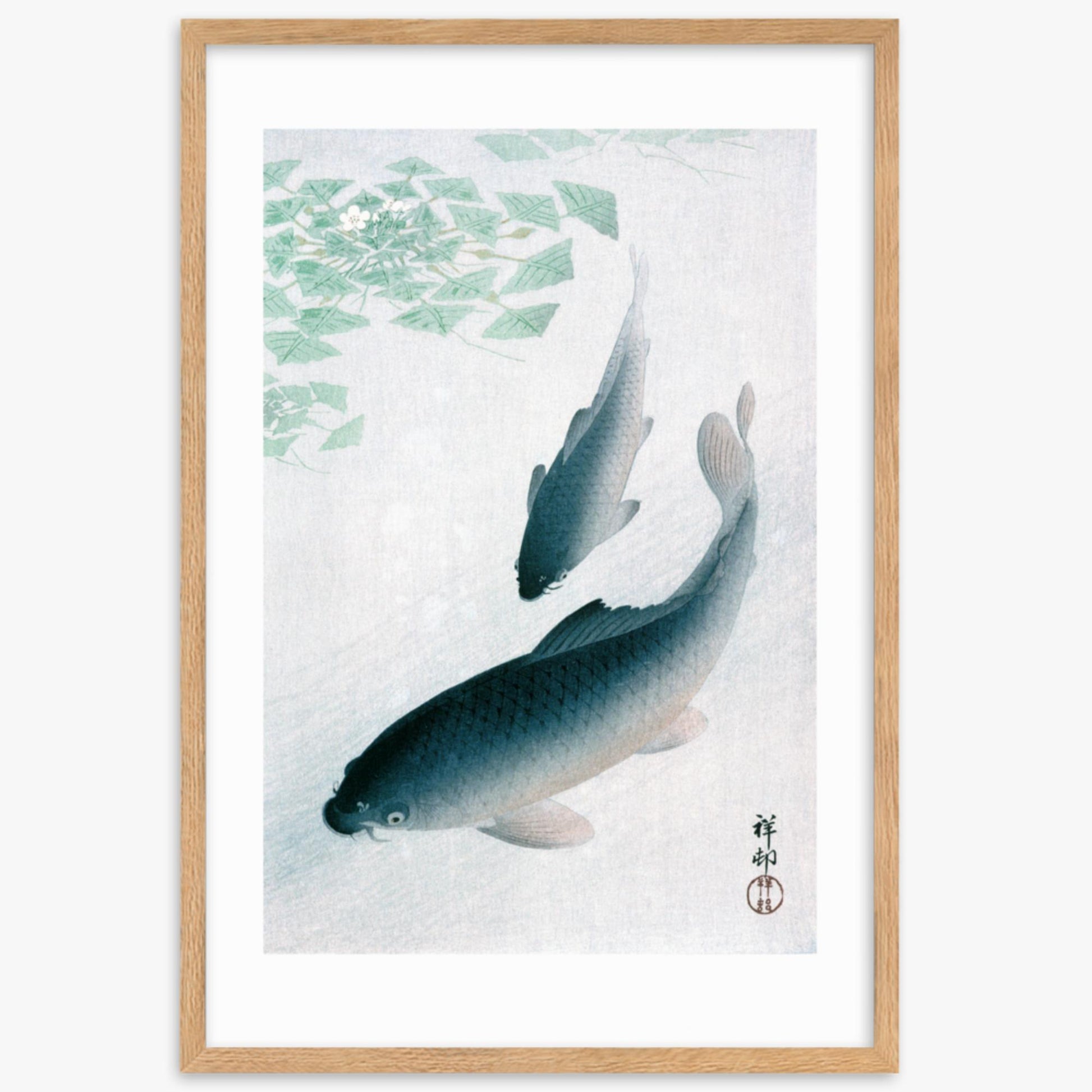 Ohara Koson - Carp or Koi 61x91 cm Poster With Oak Frame