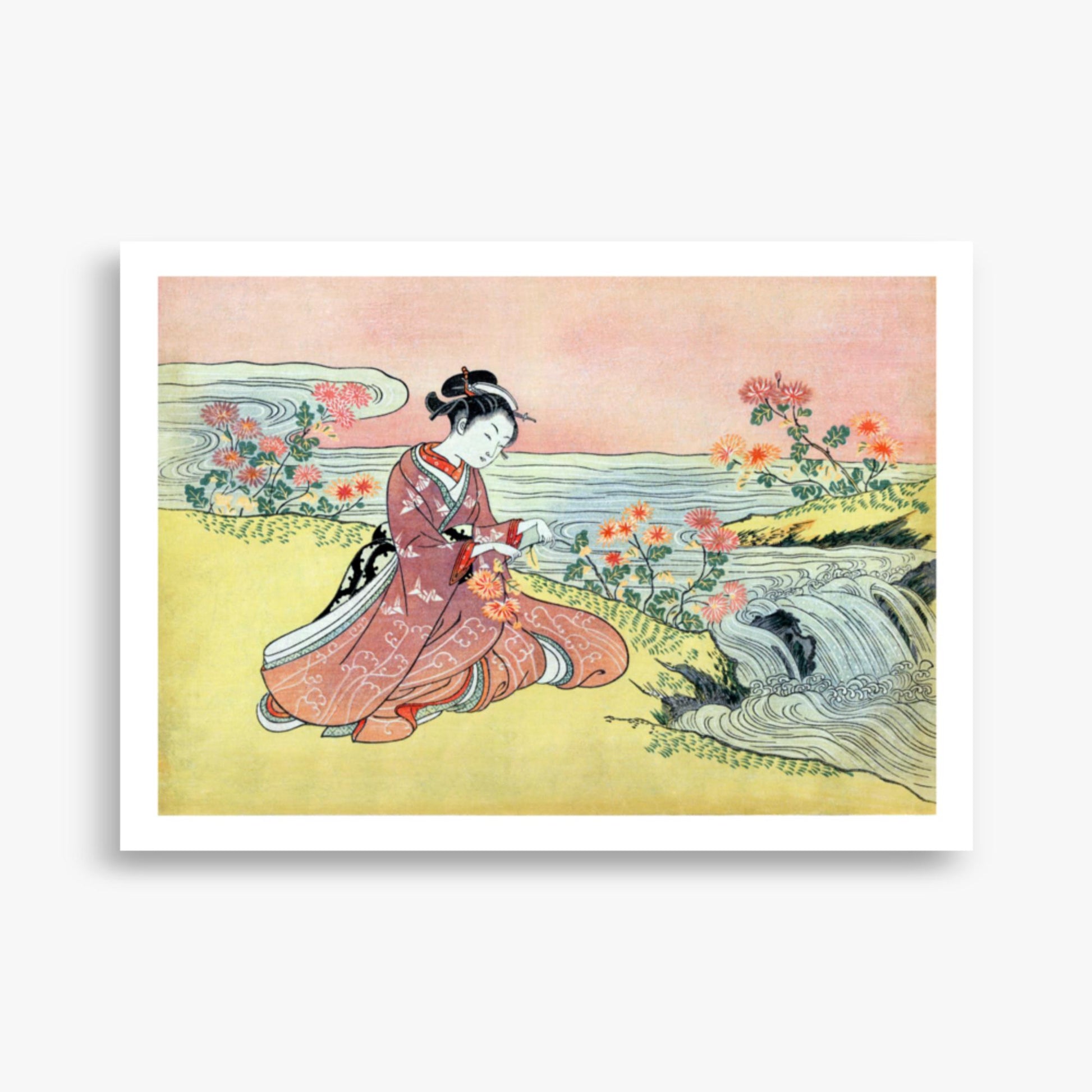 Suzuki Harunobu - Woman Picking Chrysanthemum 50x70 cm Poster