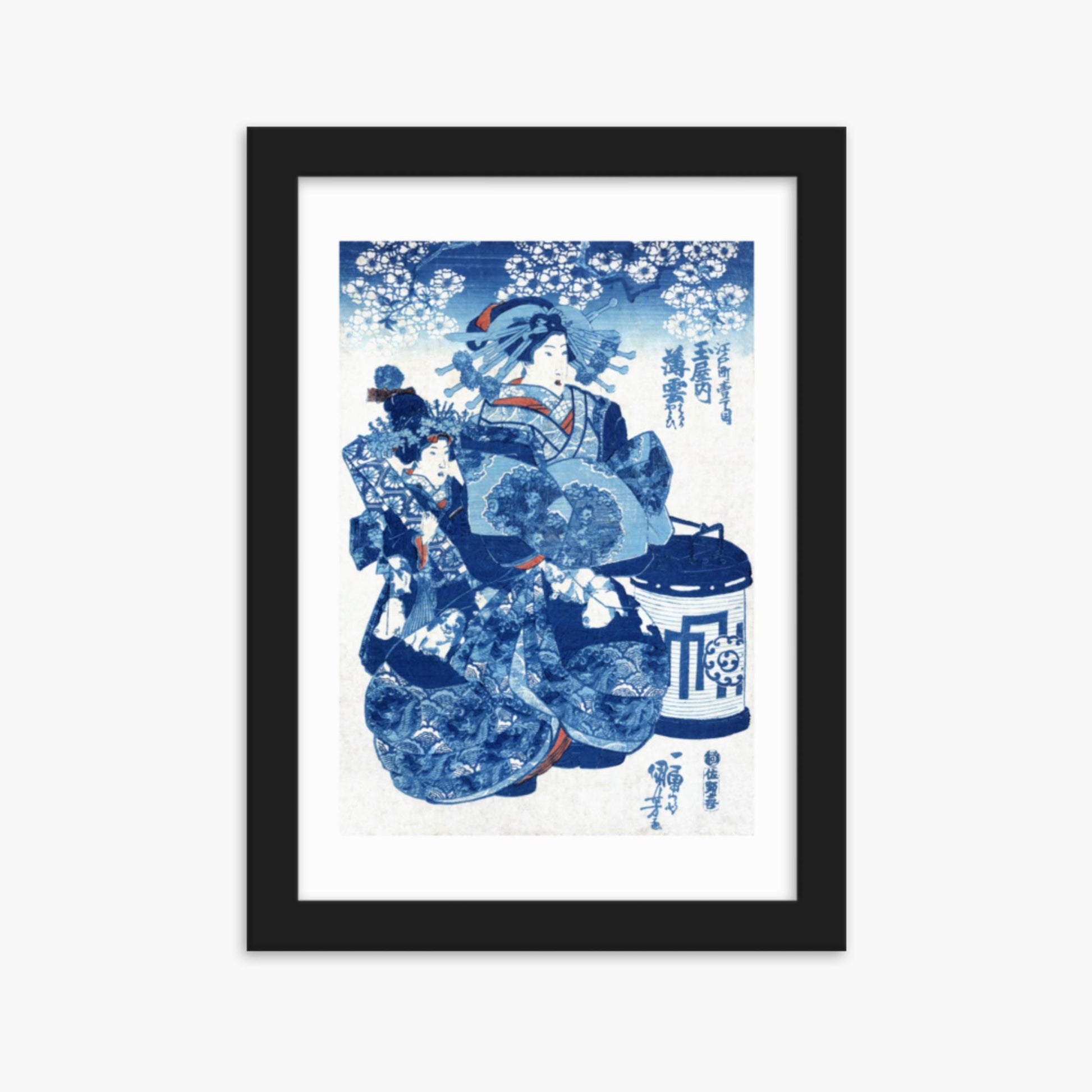 Utagawa Kuniyoshi - Tamaya uchi Usugumo 21x30 cm Poster With Black Frame