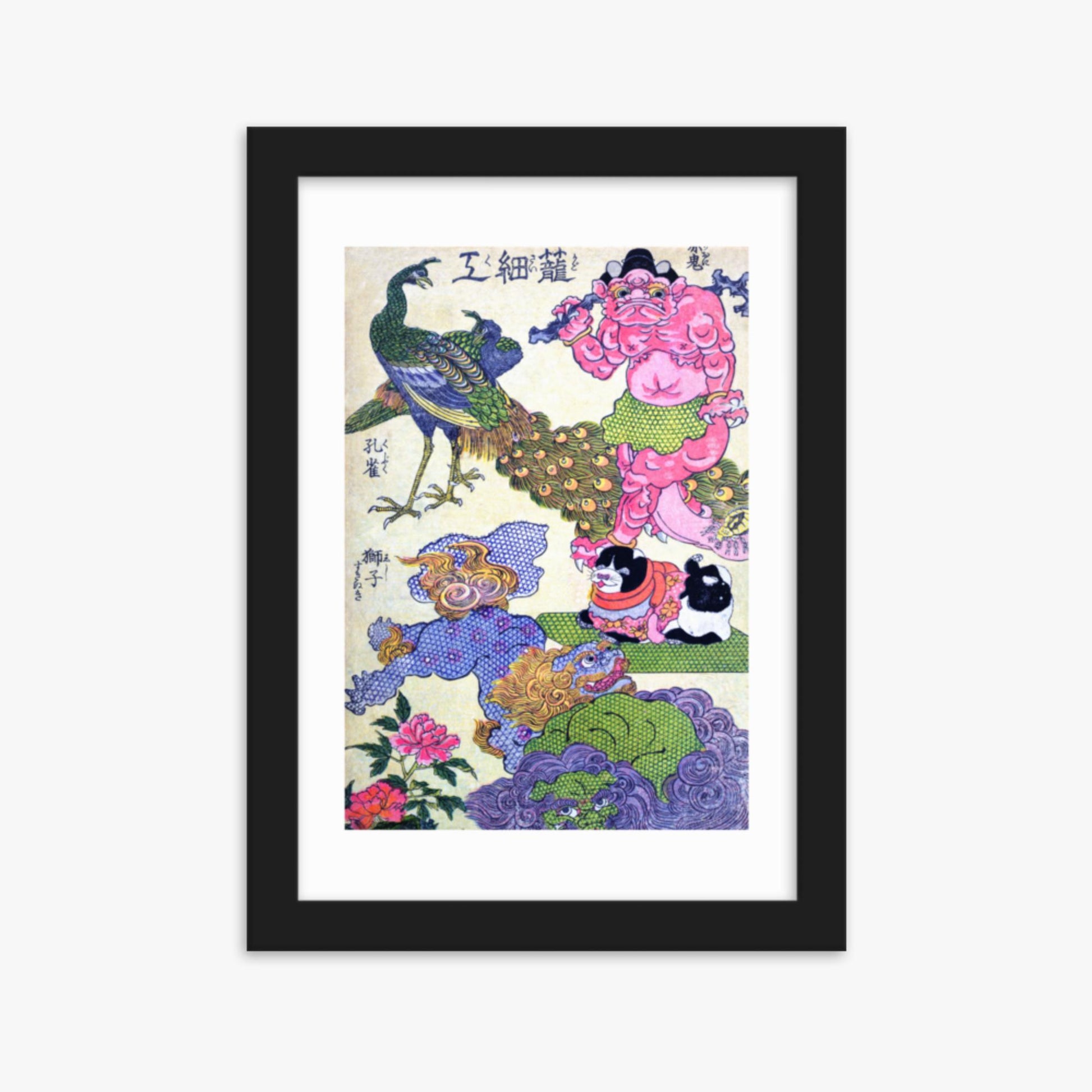 Utagawa Kunisada - Kagozaiku Naniwa saikunin Ichida Shōshichirō 21x30 cm Poster With Black Frame