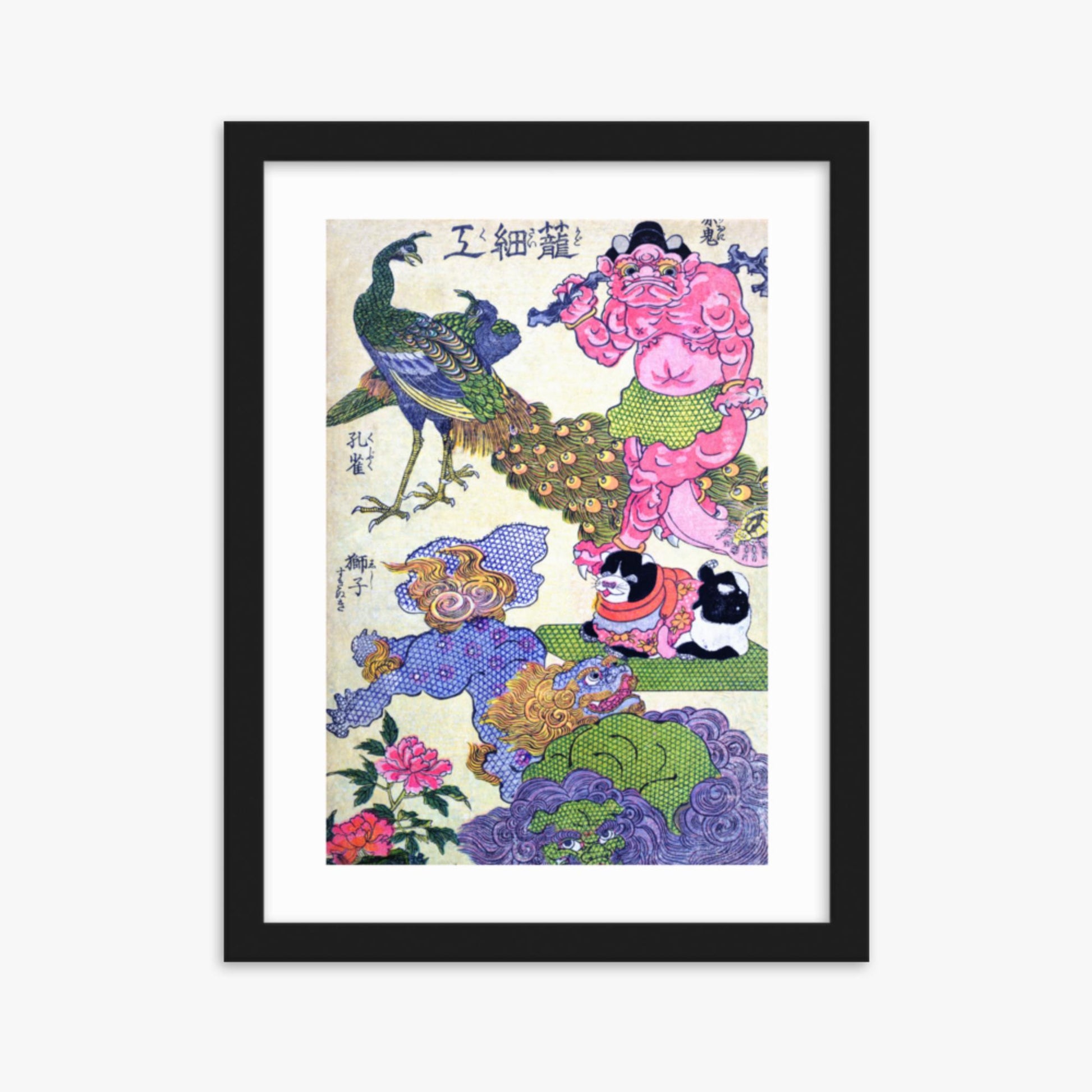 Utagawa Kunisada - Kagozaiku Naniwa saikunin Ichida Shōshichirō 30x40 cm Poster With Black Frame