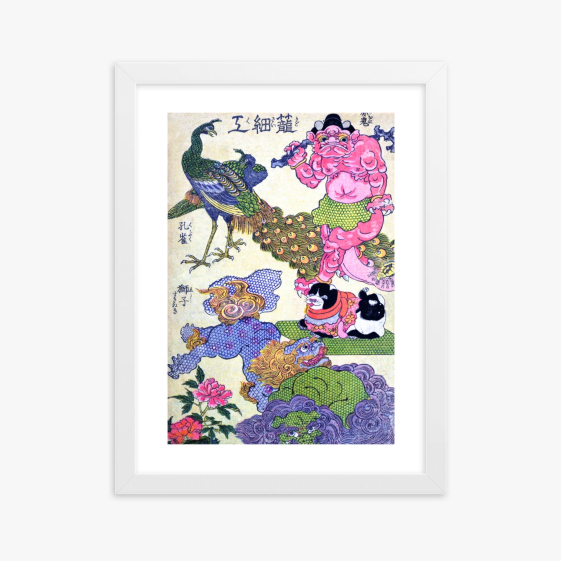 Utagawa Kunisada - Kagozaiku Naniwa saikunin Ichida Shōshichirō 30x40 cm Poster With White Frame