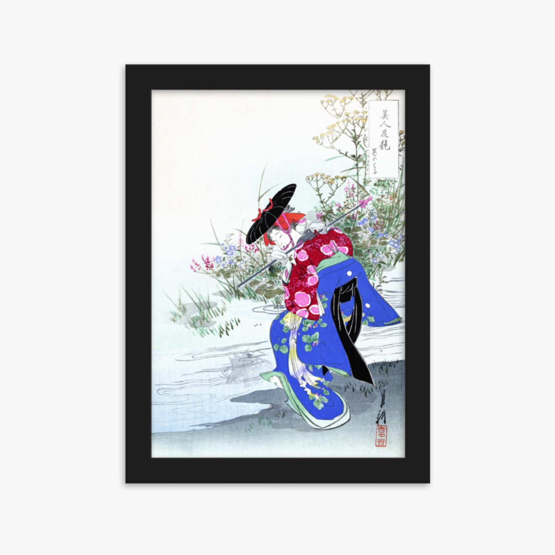 Ogata Gekko - The Fox Spirit 21x30 cm Poster With Black Frame