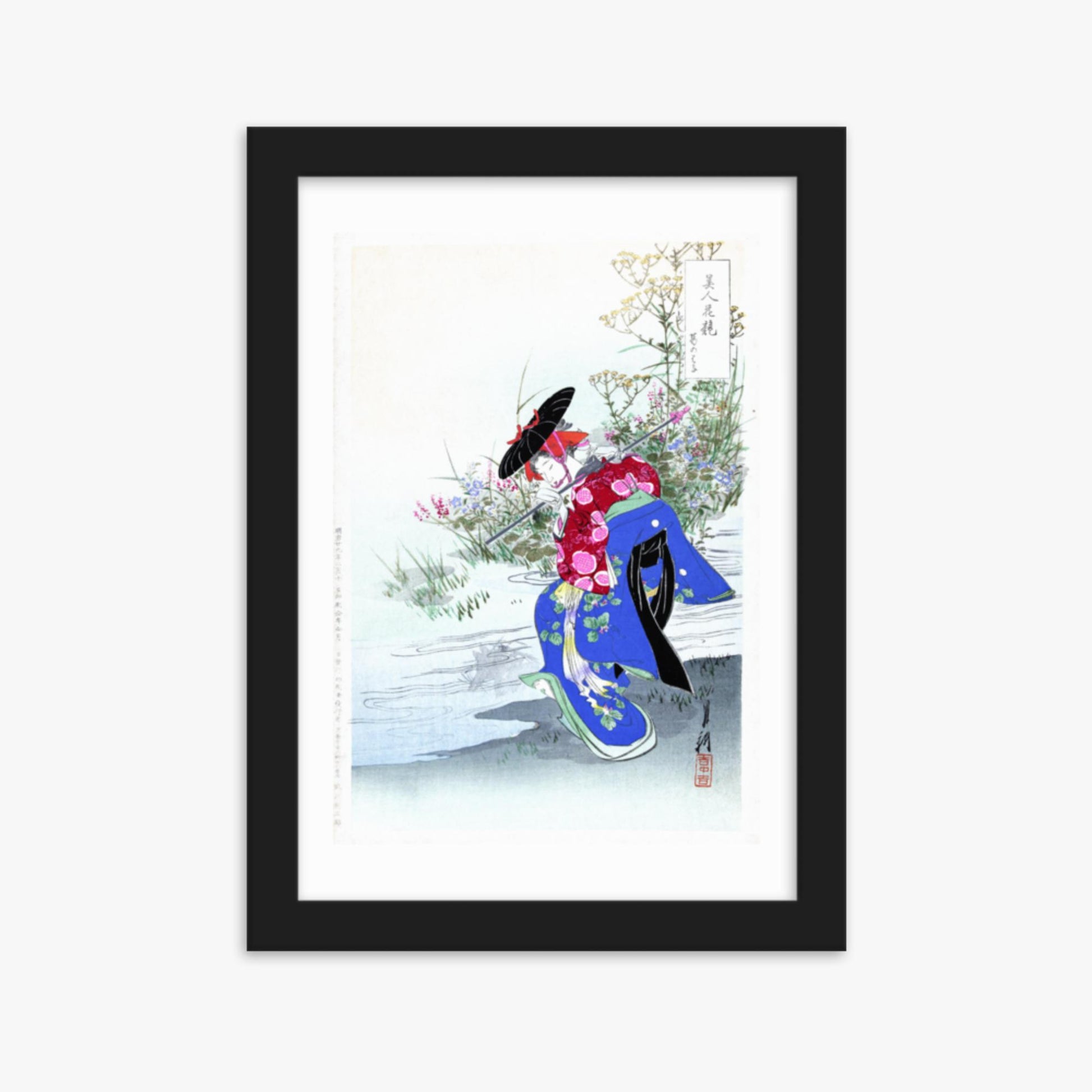 Ogata Gekko - The Fox Spirit 21x30 cm Poster With Black Frame