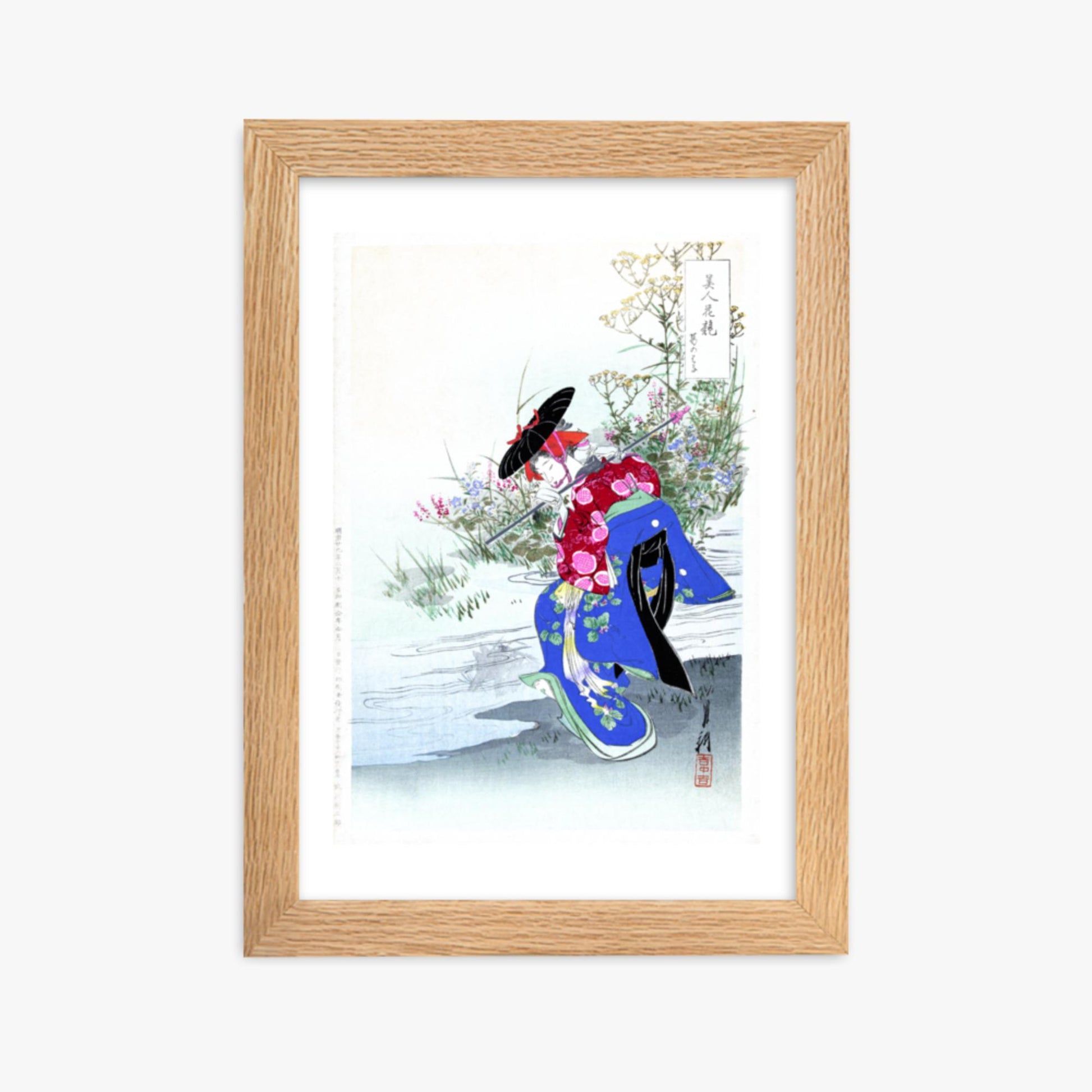 Ogata Gekko - The Fox Spirit 21x30 cm Poster With Oak Frame