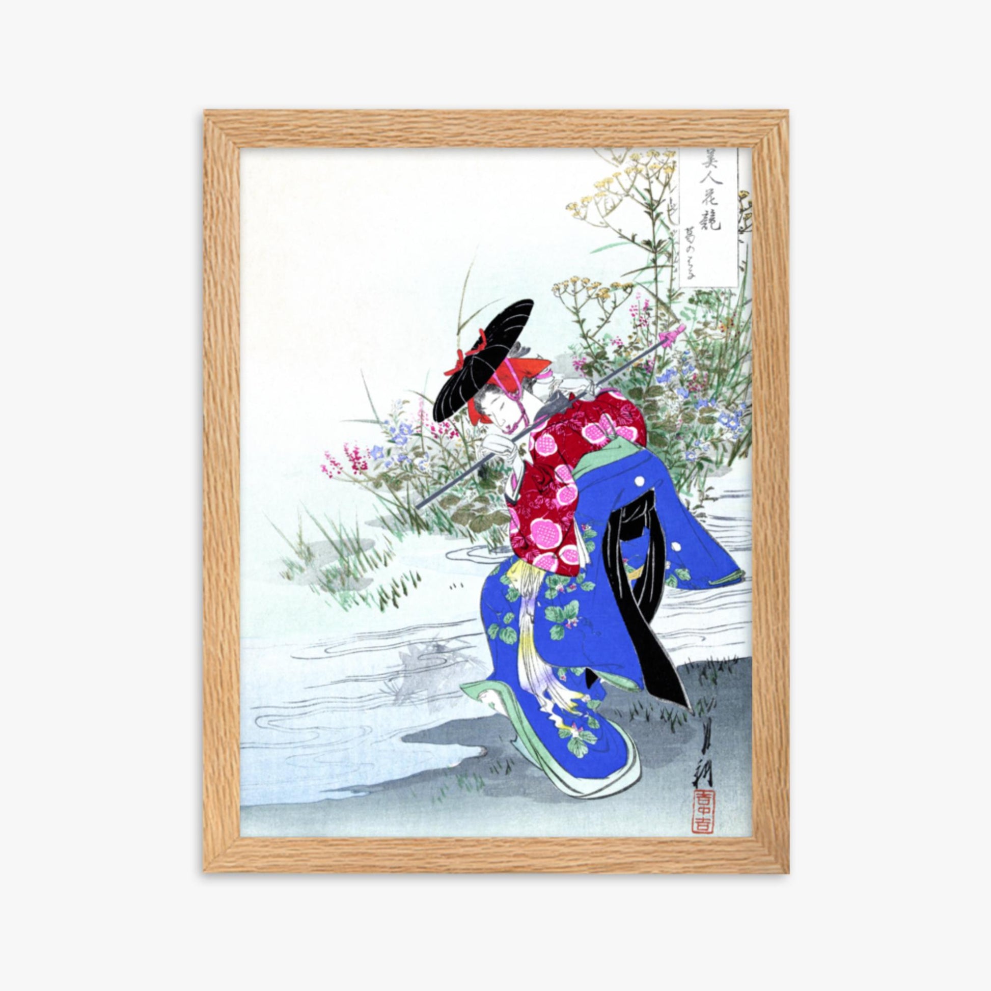 Ogata Gekko - The Fox Spirit 30x40 cm Poster With Oak Frame