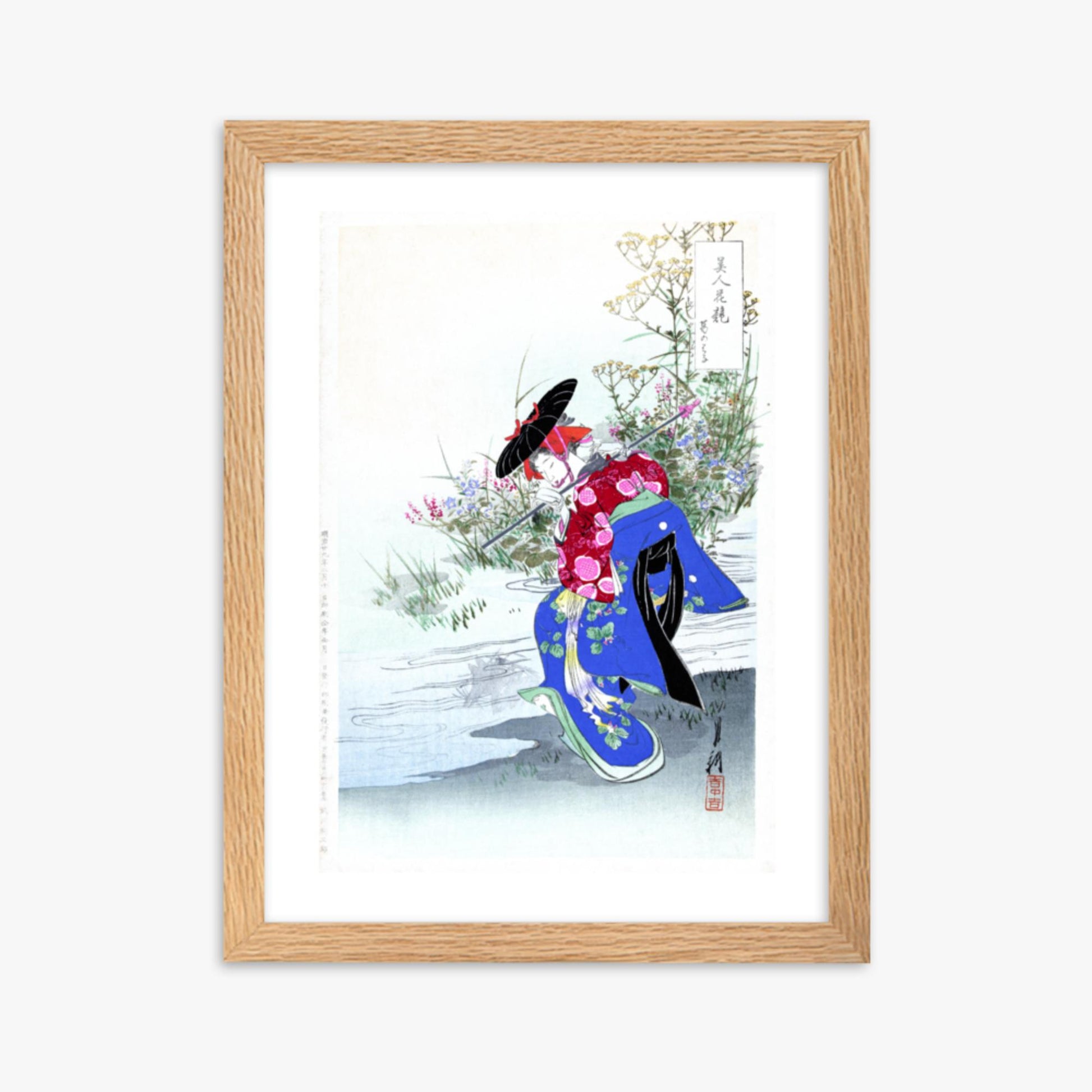 Ogata Gekko - The Fox Spirit 30x40 cm Poster With Oak Frame