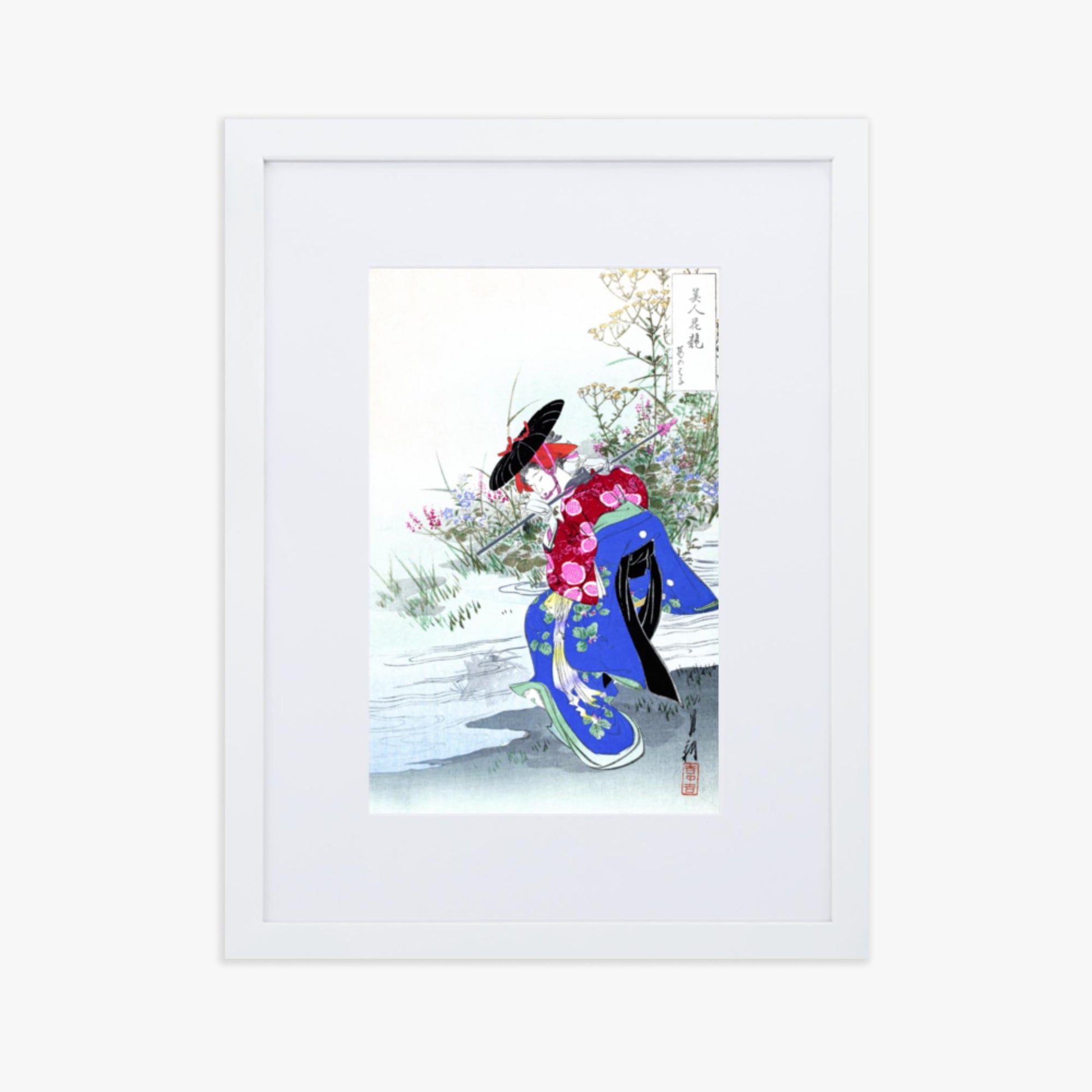 Ogata Gekko - The Fox Spirit 30x40 cm Poster With White Frame