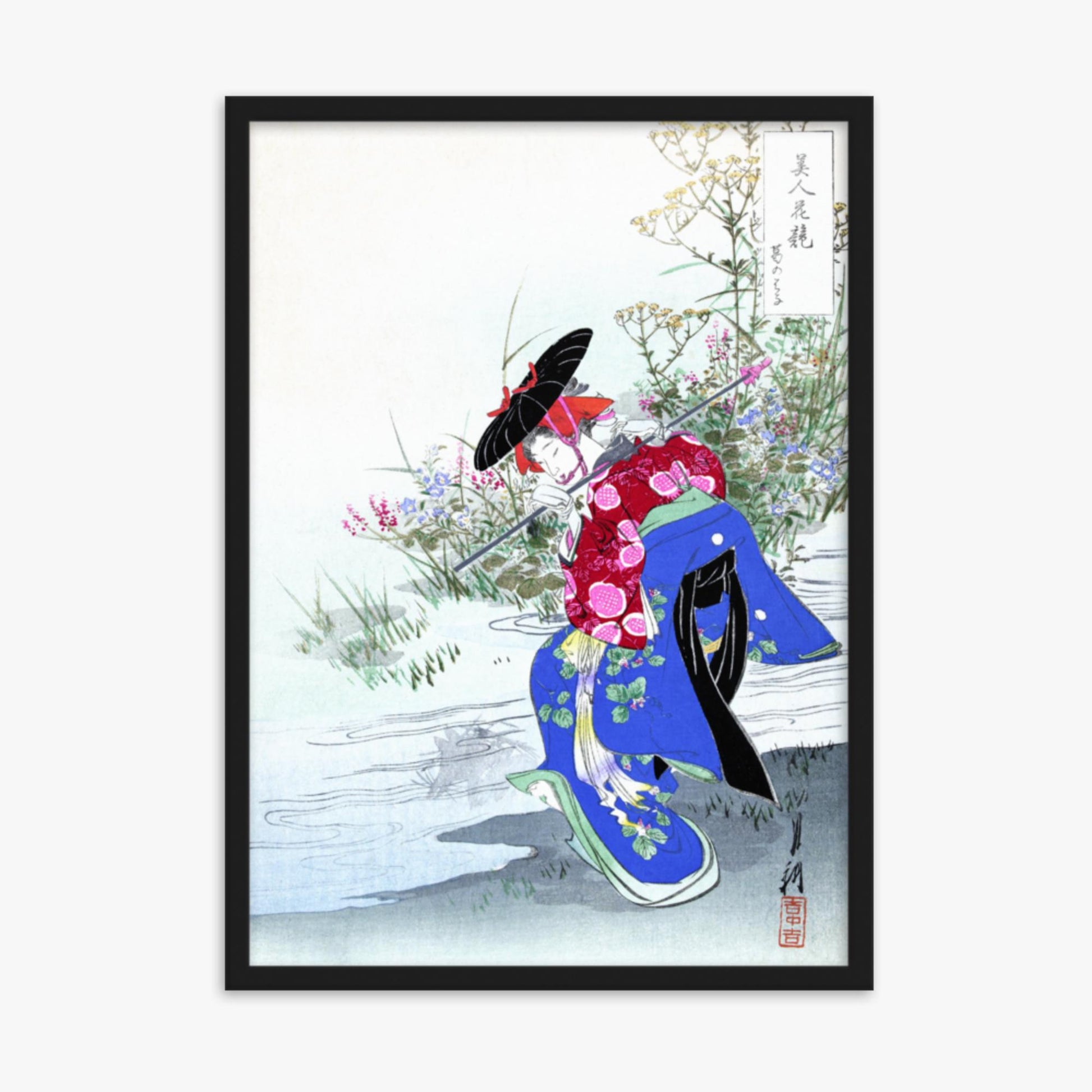 Ogata Gekko - The Fox Spirit 50x70 cm Poster With Black Frame