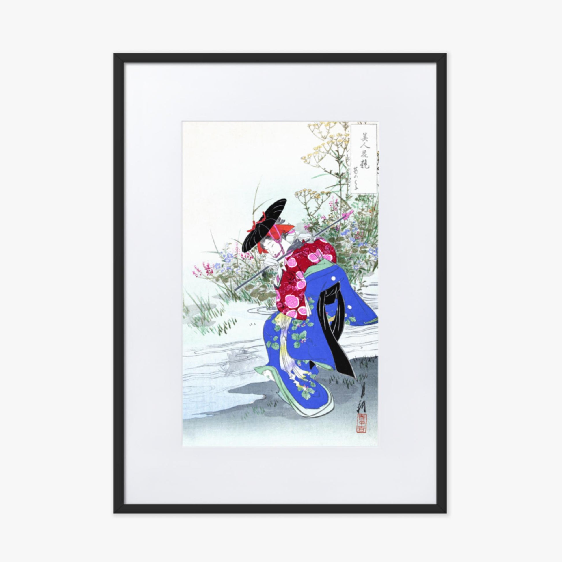 Ogata Gekko - The Fox Spirit 50x70 cm Poster With Black Frame