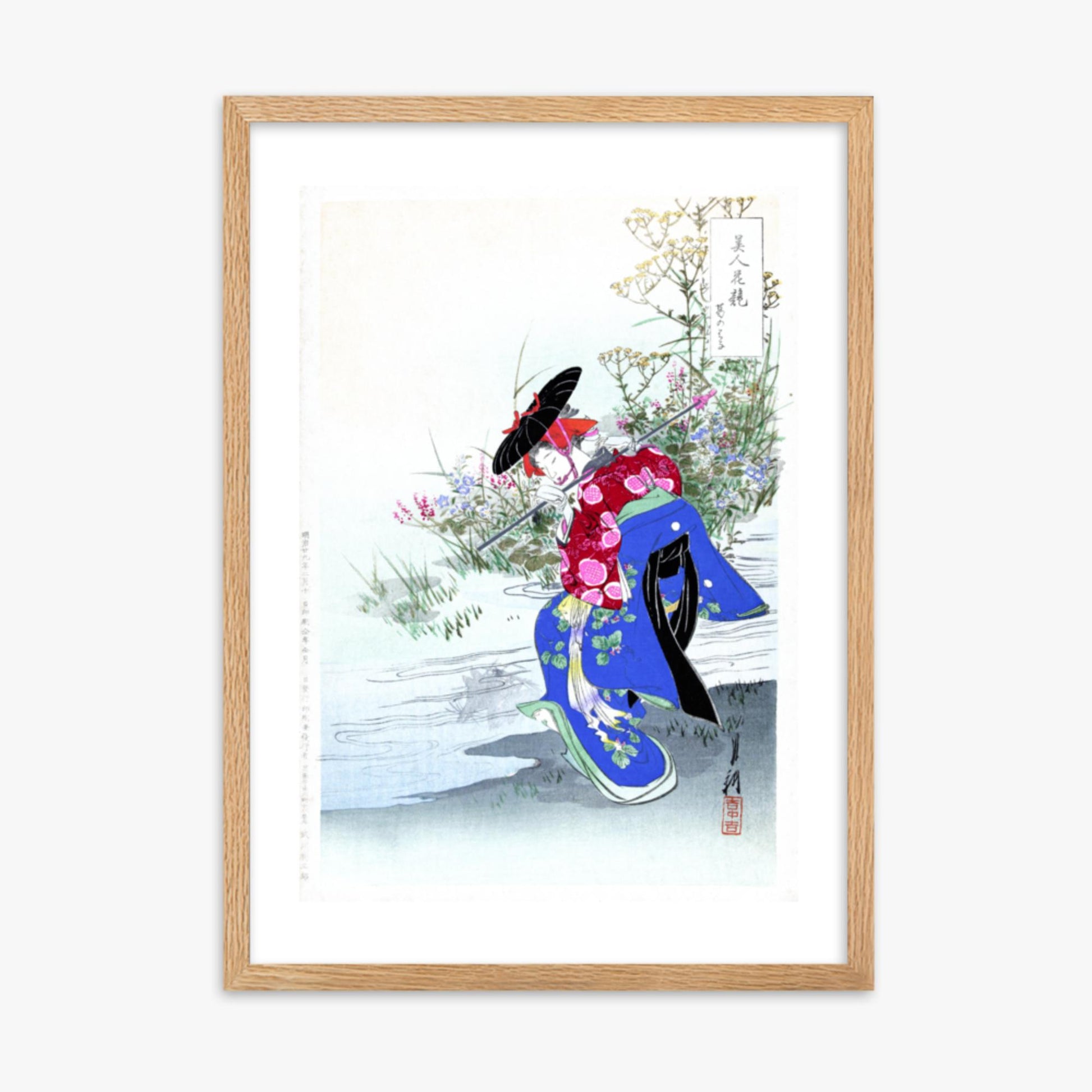 Ogata Gekko - The Fox Spirit 50x70 cm Poster With Oak Frame