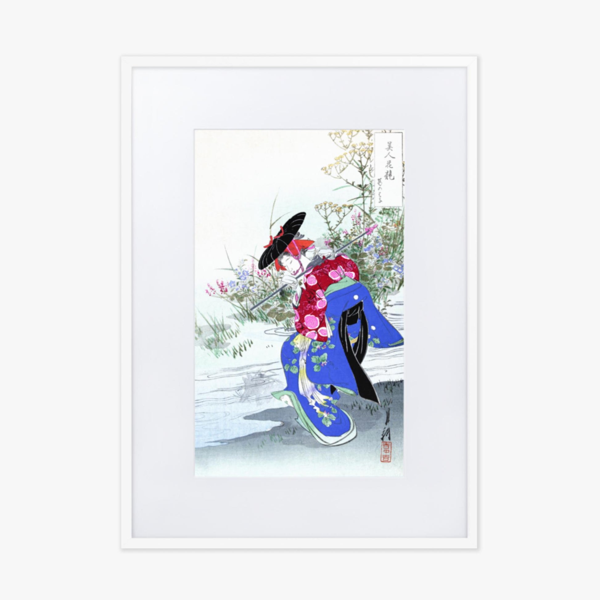 Ogata Gekko - The Fox Spirit 50x70 cm Poster With White Frame