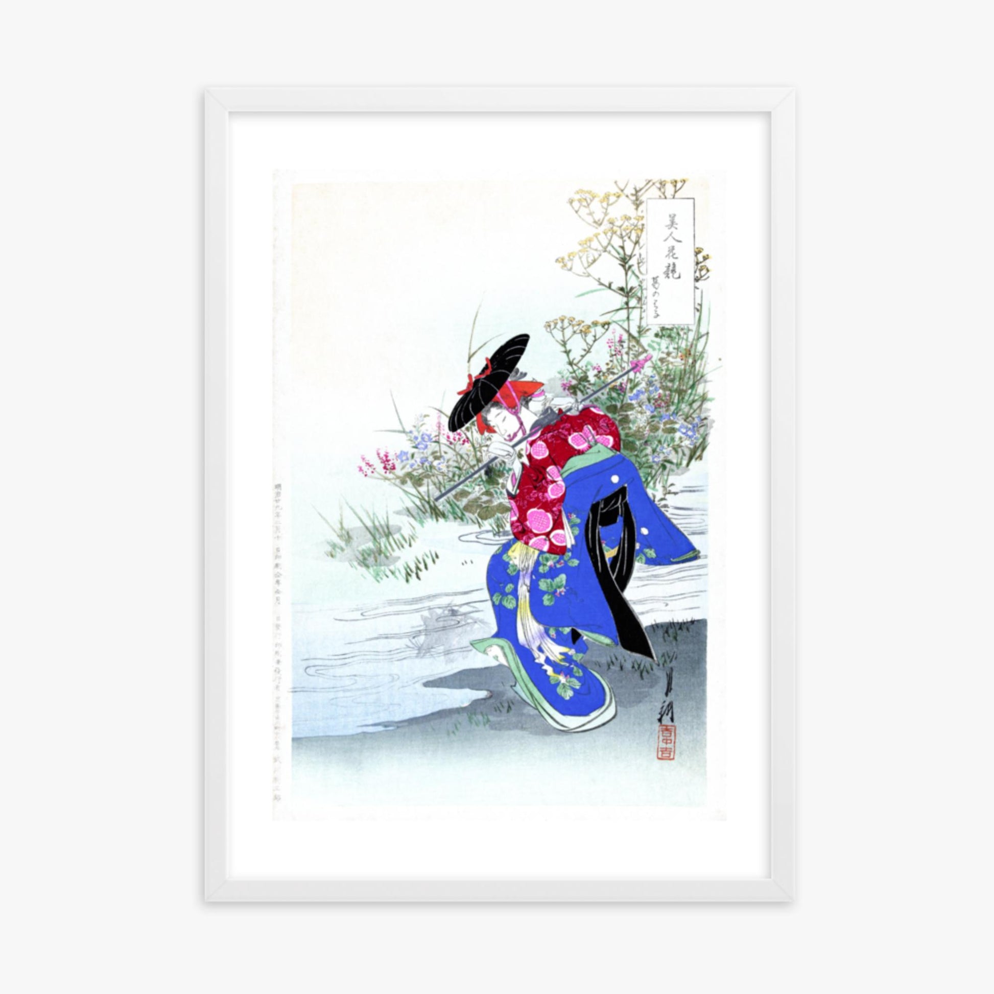 Ogata Gekko - The Fox Spirit 50x70 cm Poster With White Frame