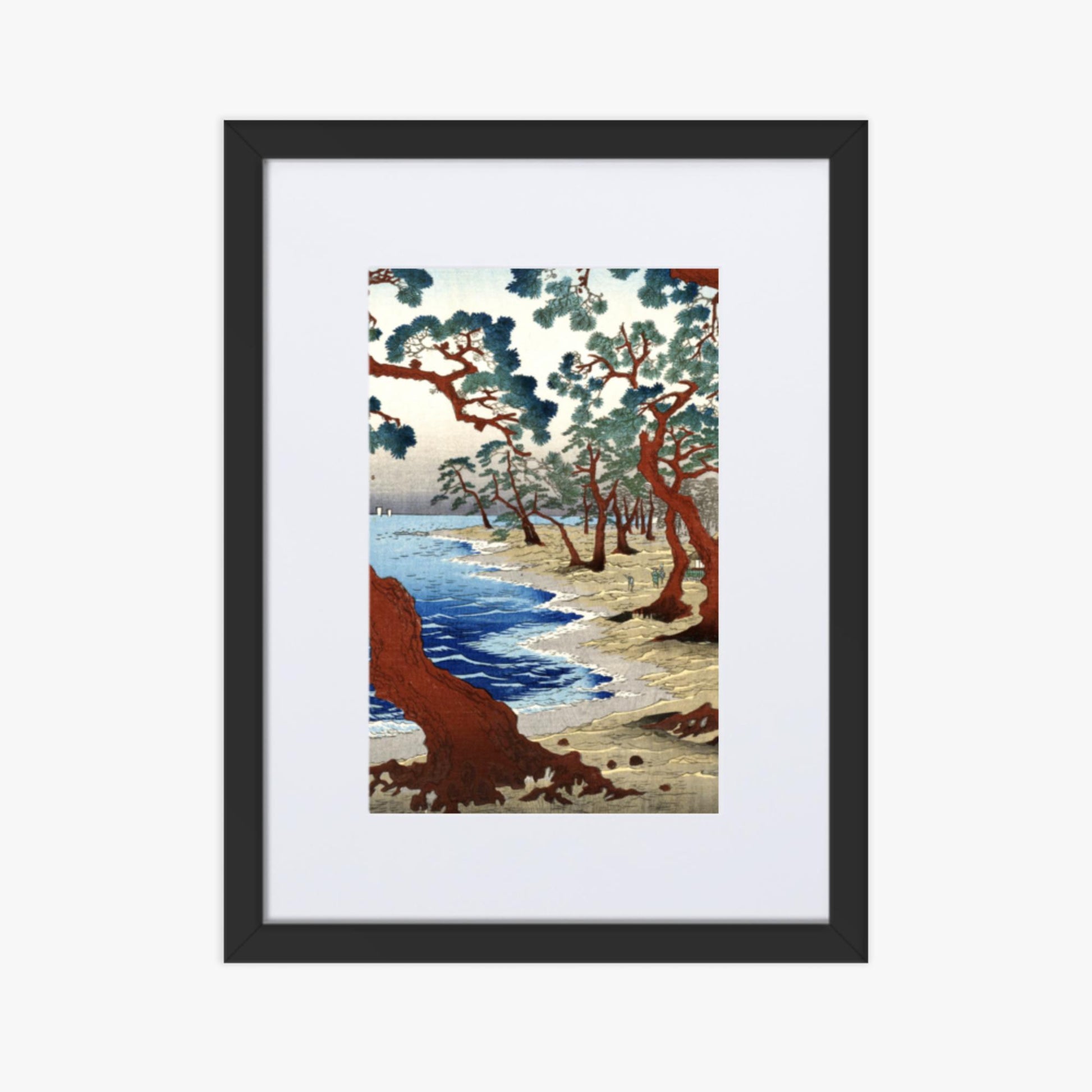 Utagawa Hiroshige - Maiko Beach in Harima Province 30x40 cm Poster With Black Frame