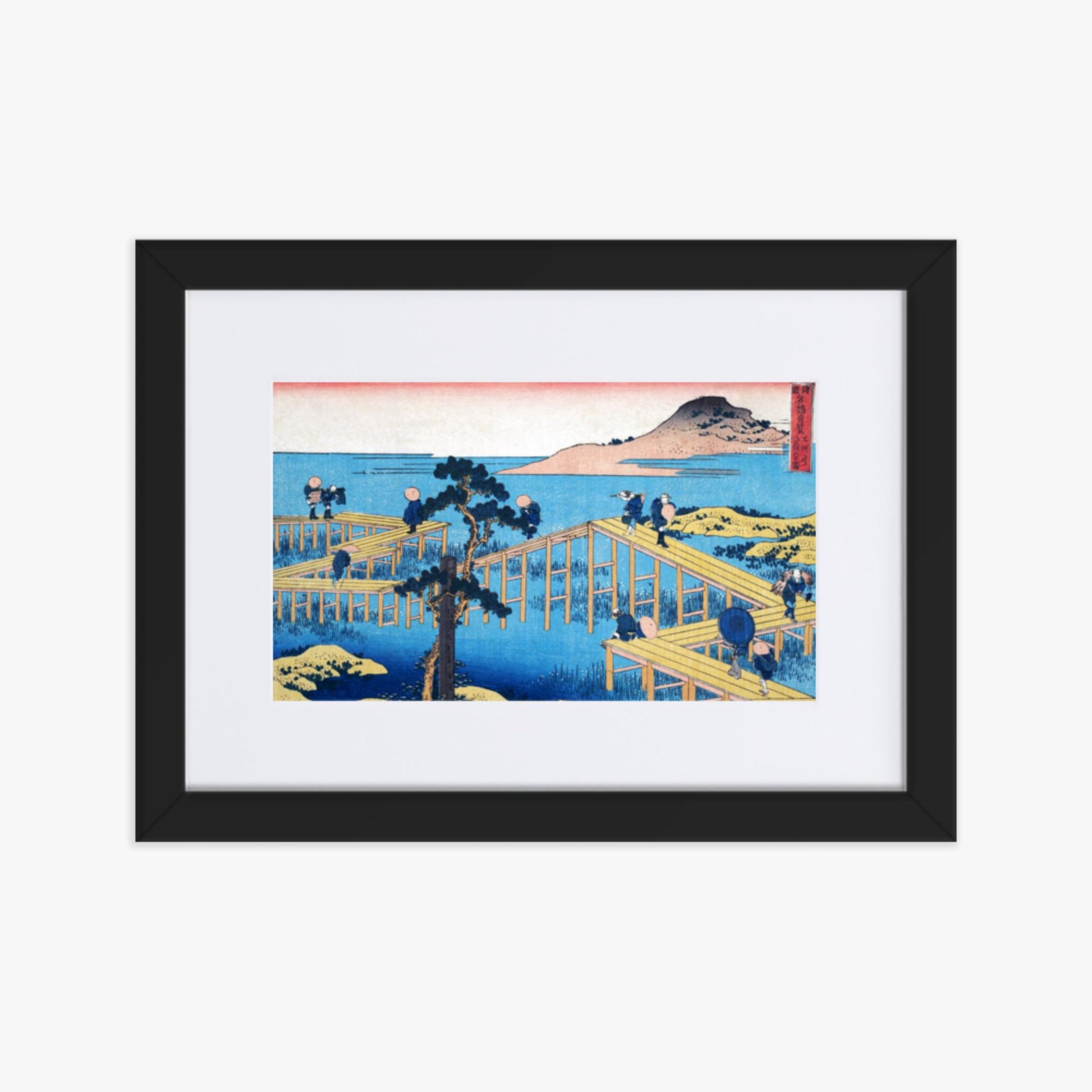 Katsushika Hokusai - Ancient View of Yatsuhashi in Mikawa Province 21x30 cm Poster With Black Frame