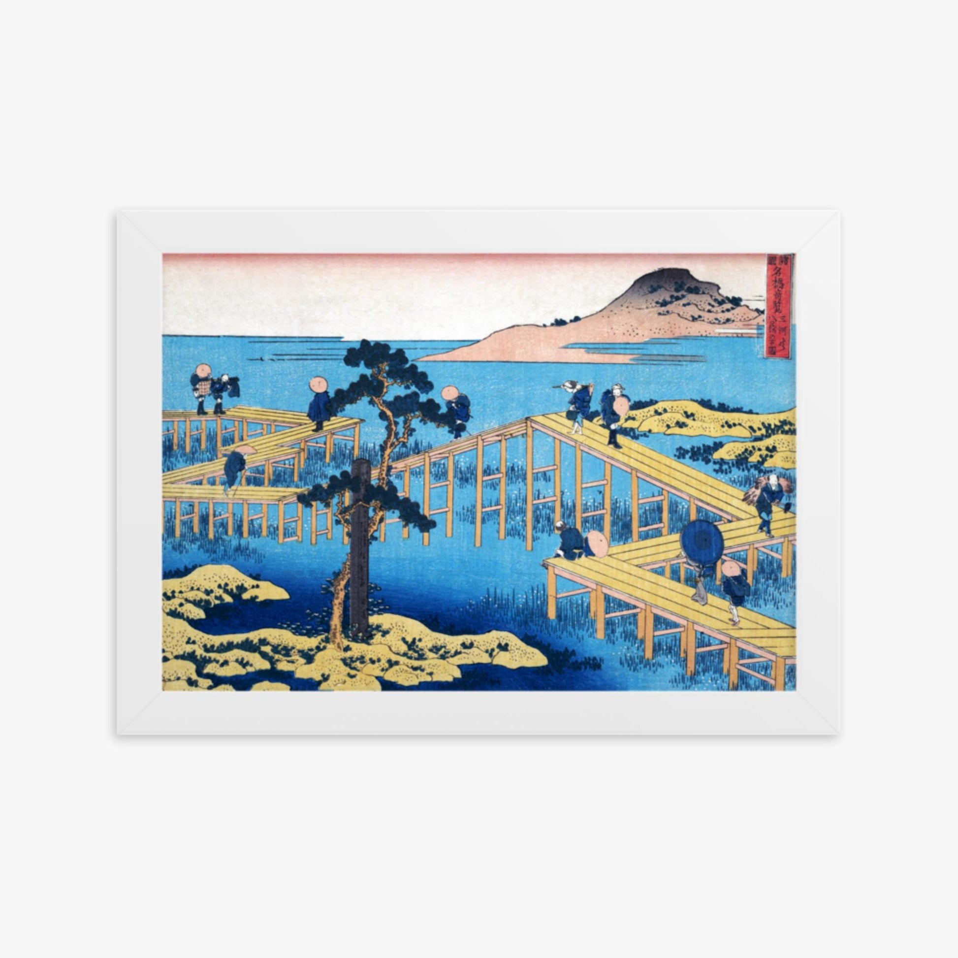 Katsushika Hokusai - Ancient View of Yatsuhashi in Mikawa Province 21x30 cm Poster With White Frame