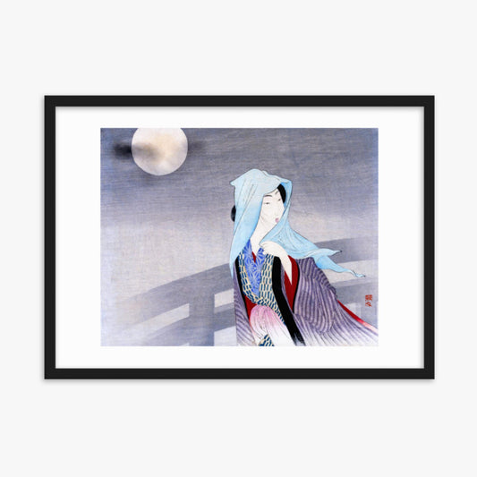 Takeuchi Keishu - Full Moon 50x70 cm Poster With Black Frame