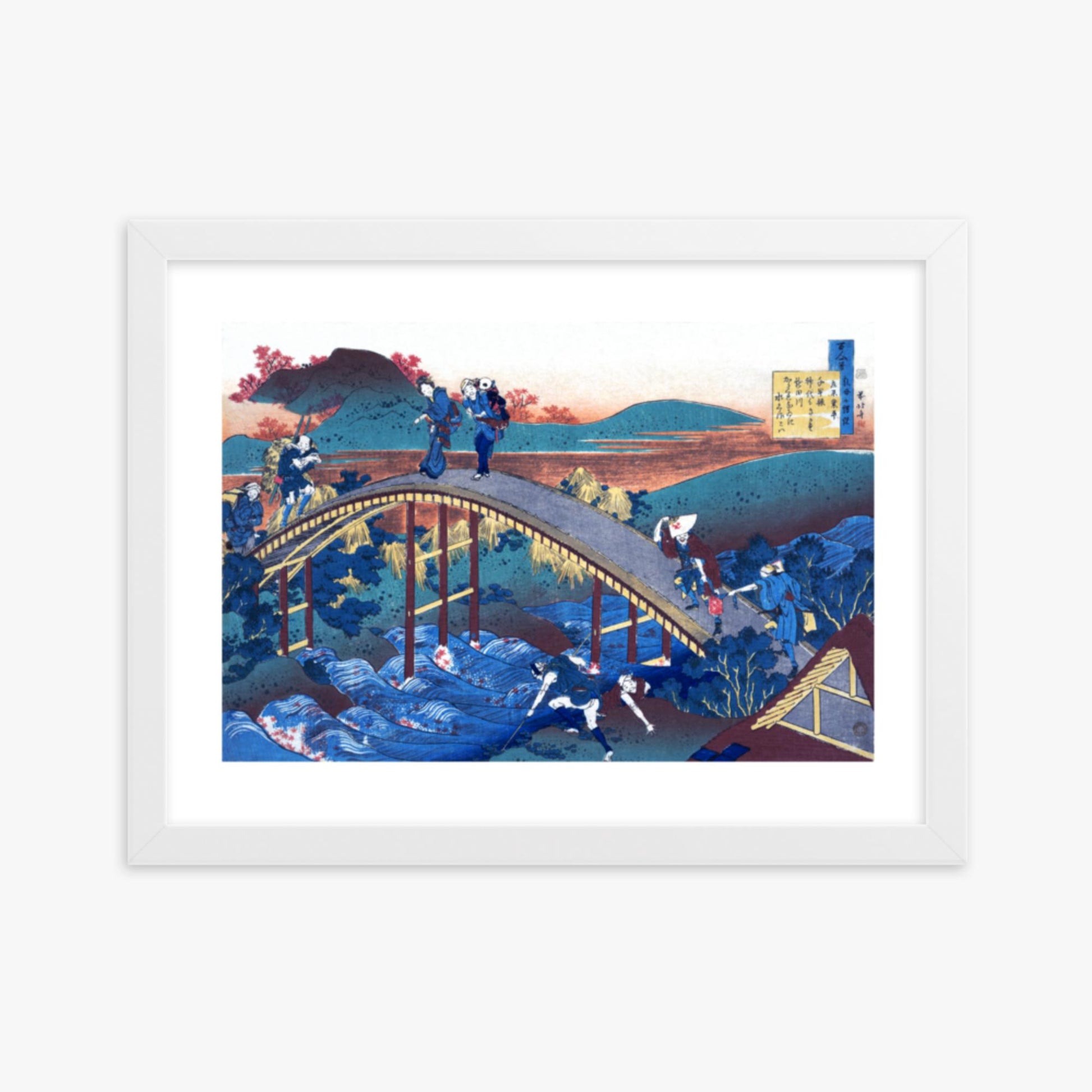 Katsushika Hokusai - Poem by Ariwara no Narihira 30x40 cm Poster With White Frame