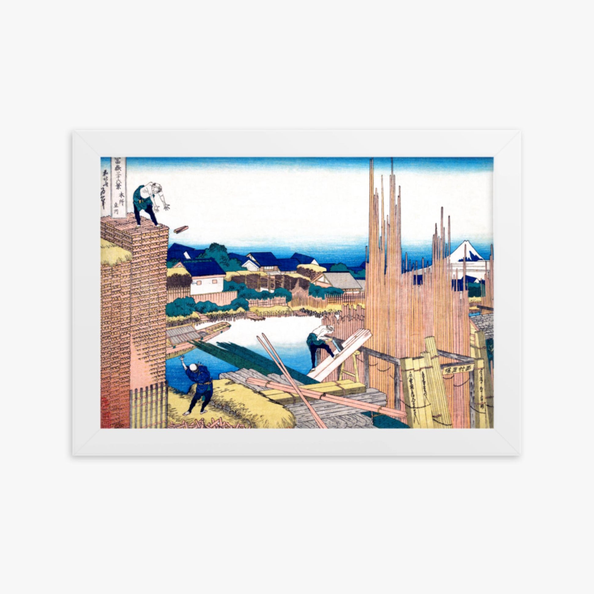 Katsushika Hokusai - Tatekawa in Honjō 21x30 cm Poster With White Frame