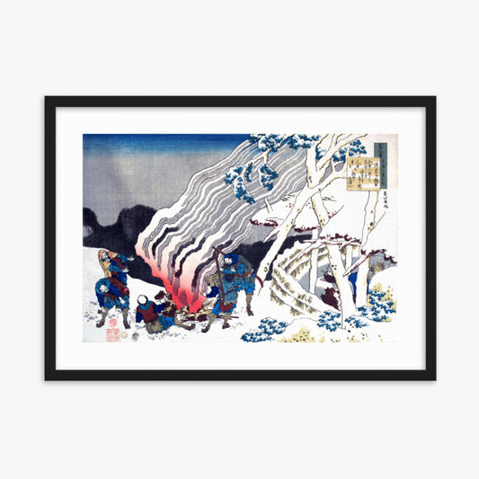 Katsushika Hokusai - Poem by Minamoto no Muneyuki Ason 50x70 cm Poster With Black Frame