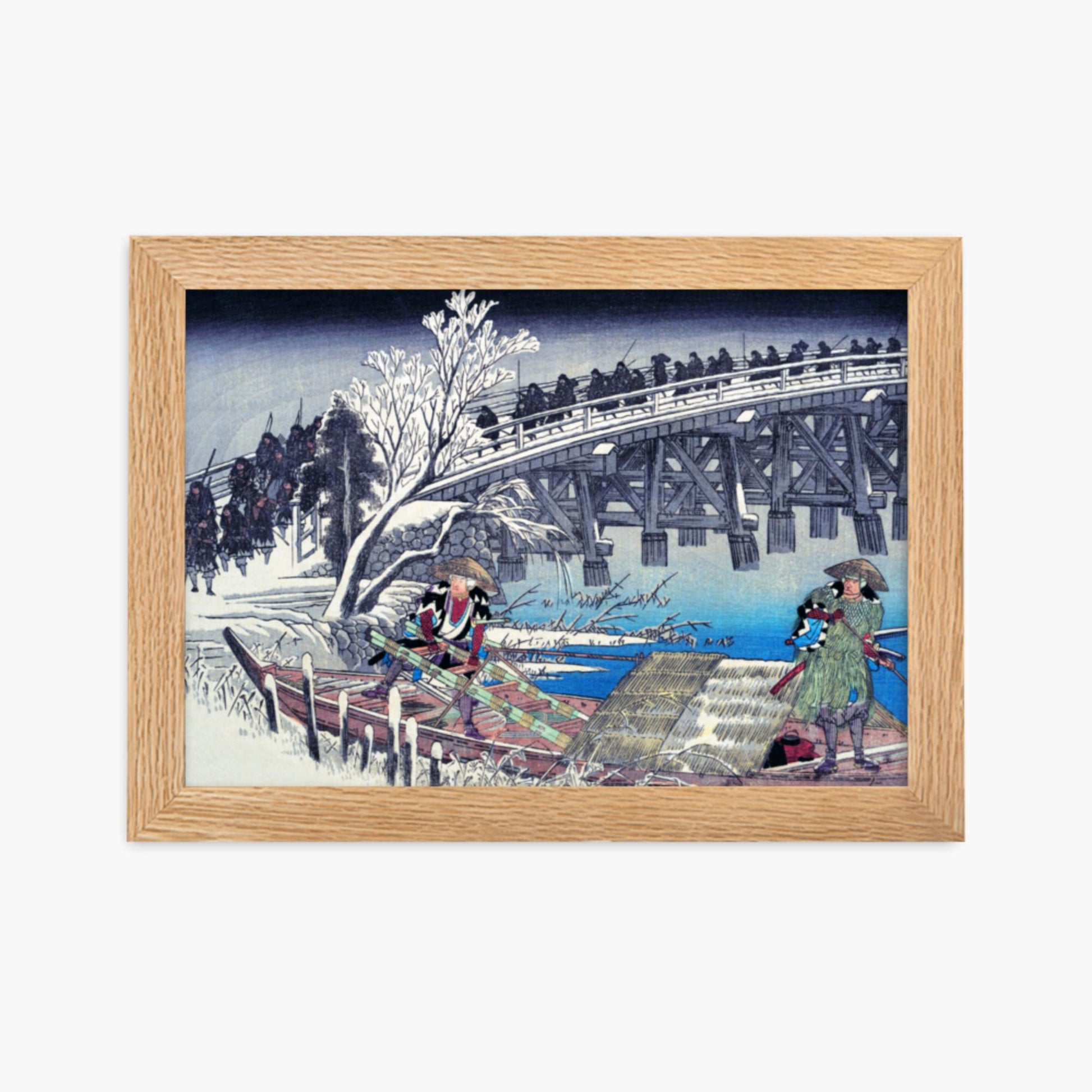 Utagawa Hiroshige - Scene I in Act XI of Chushingura 21x30 cm Poster With Oak Frame