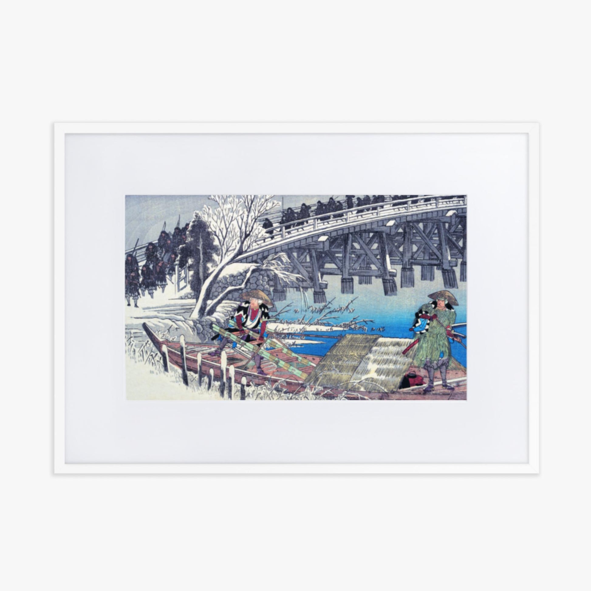 Utagawa Hiroshige - Scene I in Act XI of Chushingura 50x70 cm Poster With White Frame