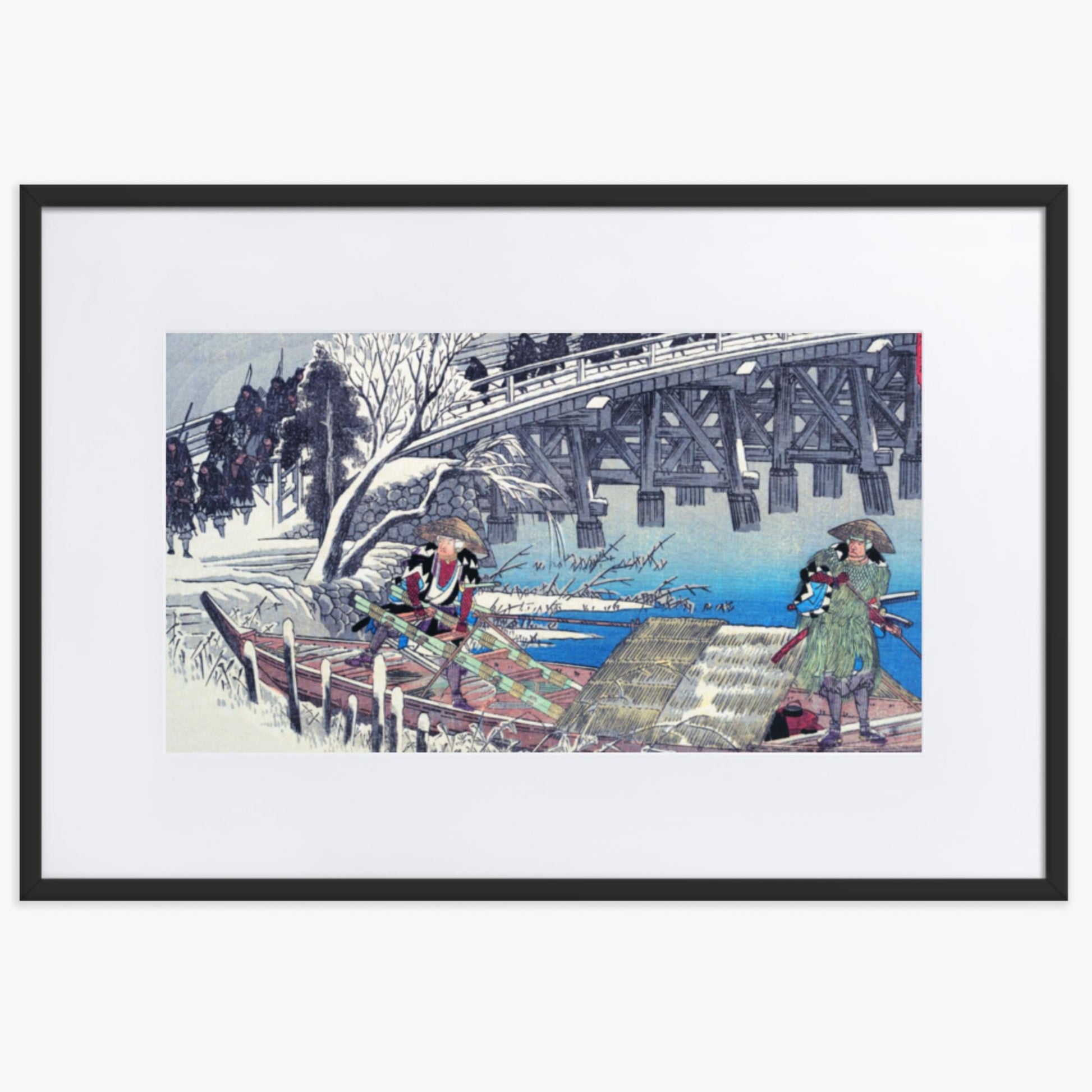 Utagawa Hiroshige - Scene I in Act XI of Chushingura 61x91 cm Poster With Black Frame