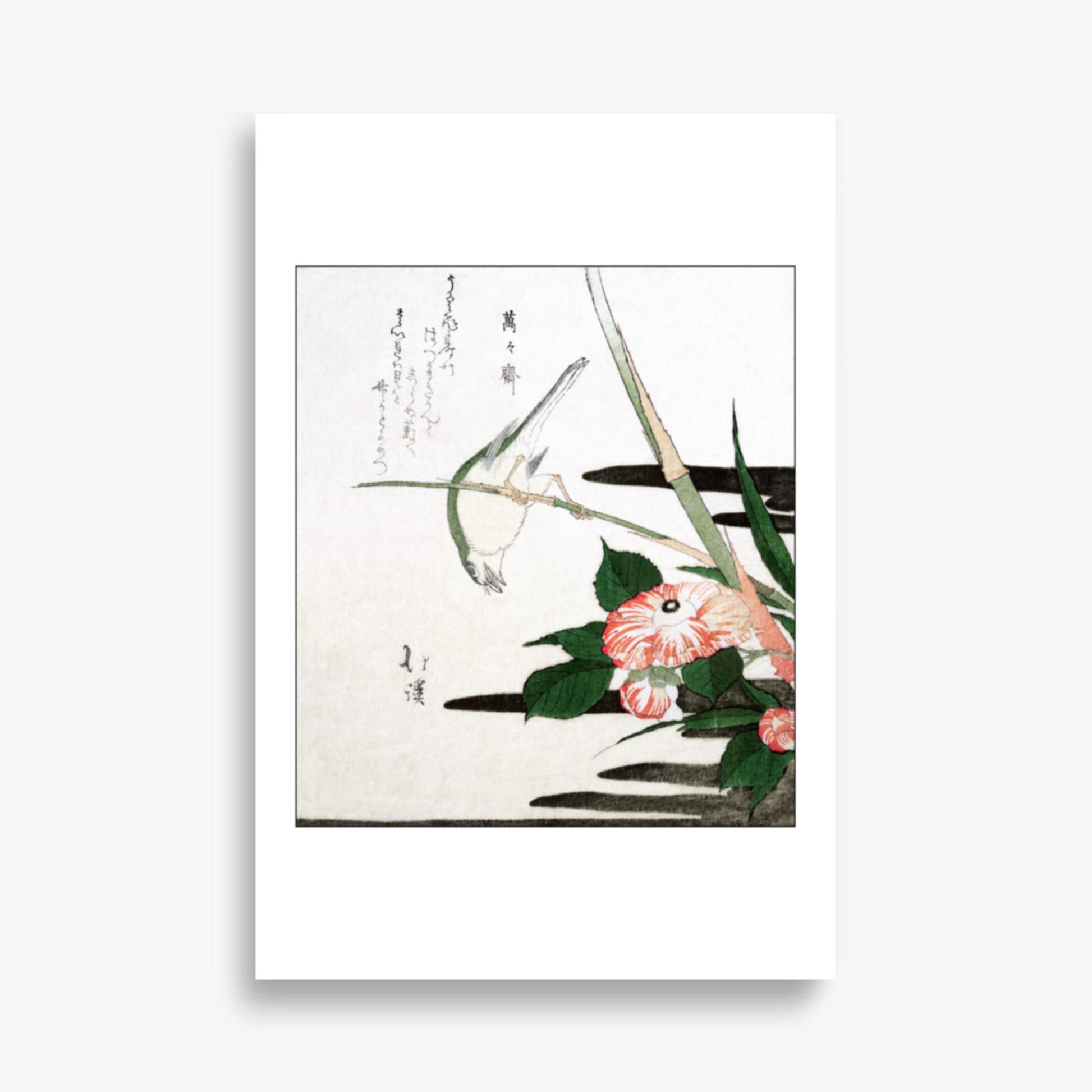 Totoya Hokkei - Warbler and Camellia 61x91 cm Poster