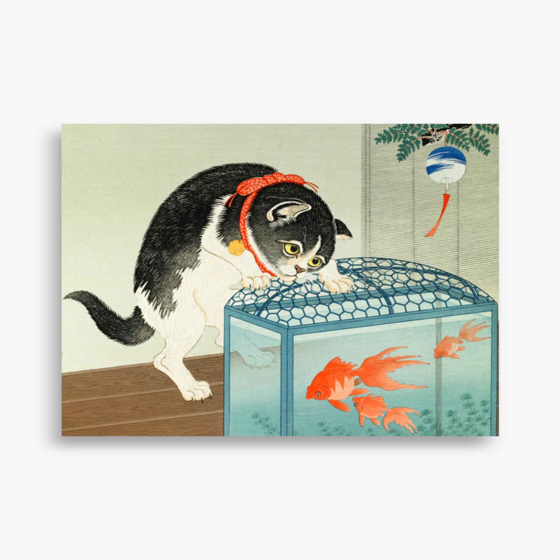 Ohara Koson: Cat and Goldfish - 50x70 cm Poster