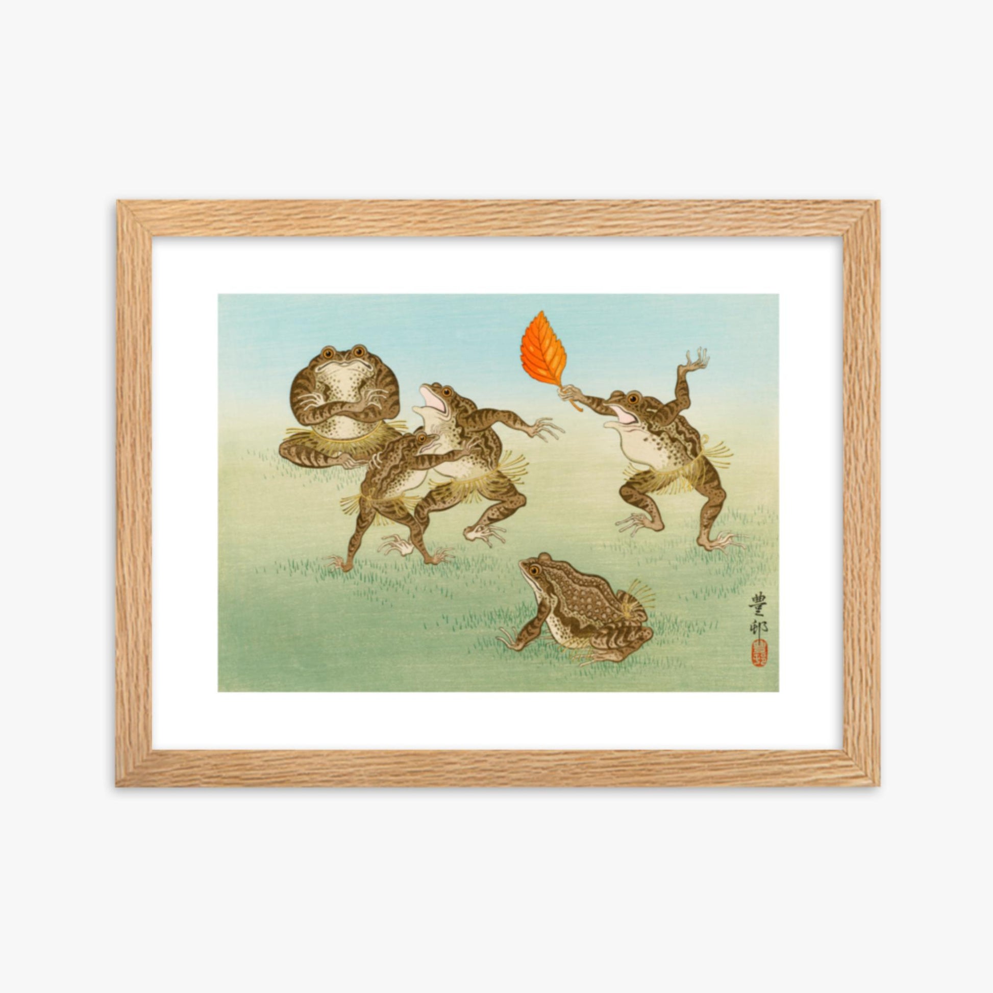 Ohara Koson: Sumo-Wrestling Toads - 30x40 cm Poster With Oak Frame