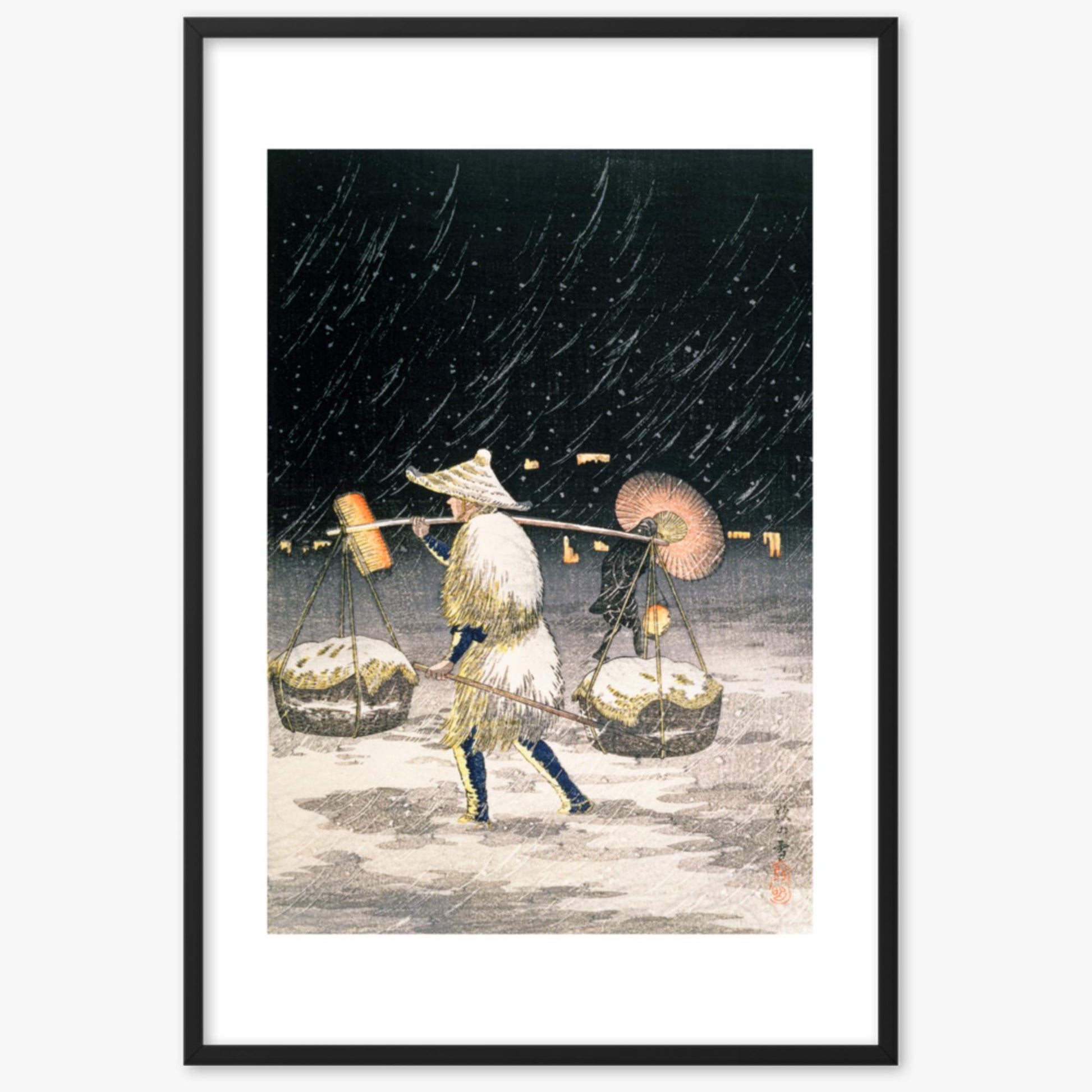 Takahashi Hiroaki: Night Snow - 61x91 cm Poster With Black Frame