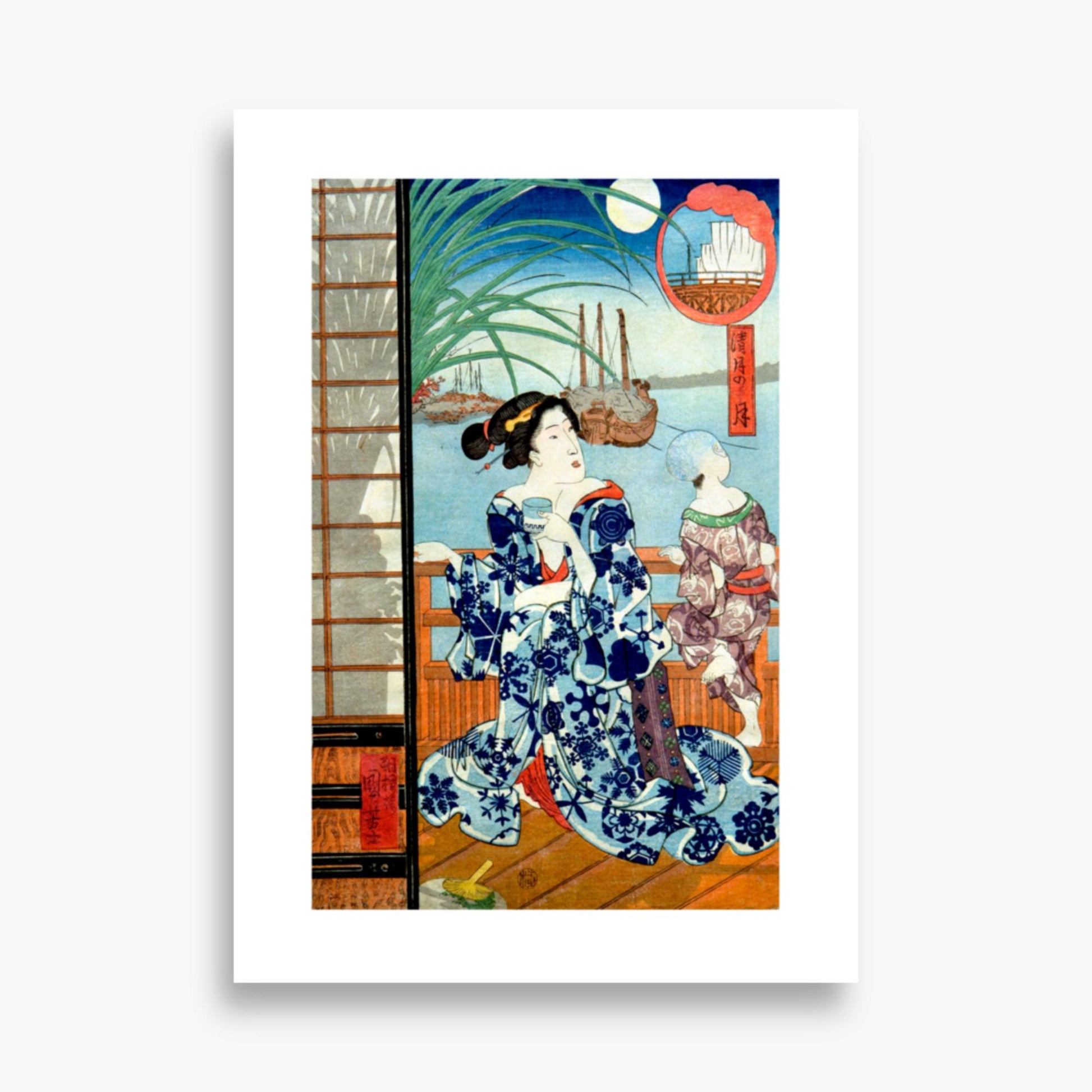 Utagawa Kuniyoshi: Clear Moon in the Eighth Month - 50x70 cm Poster