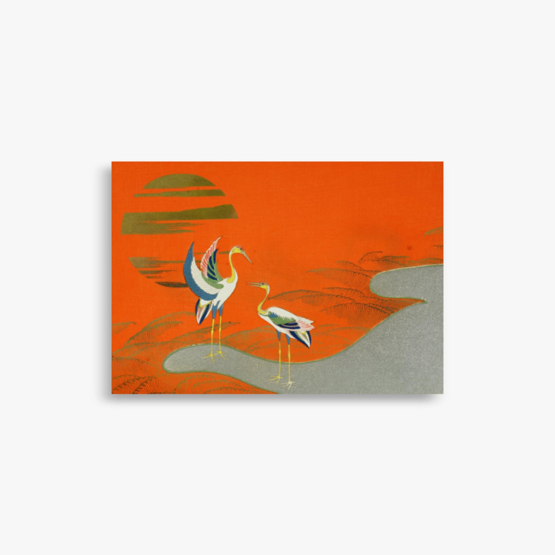 Kamisaka Sekka: Birds at sunset on the lake - 21x30 cm Poster