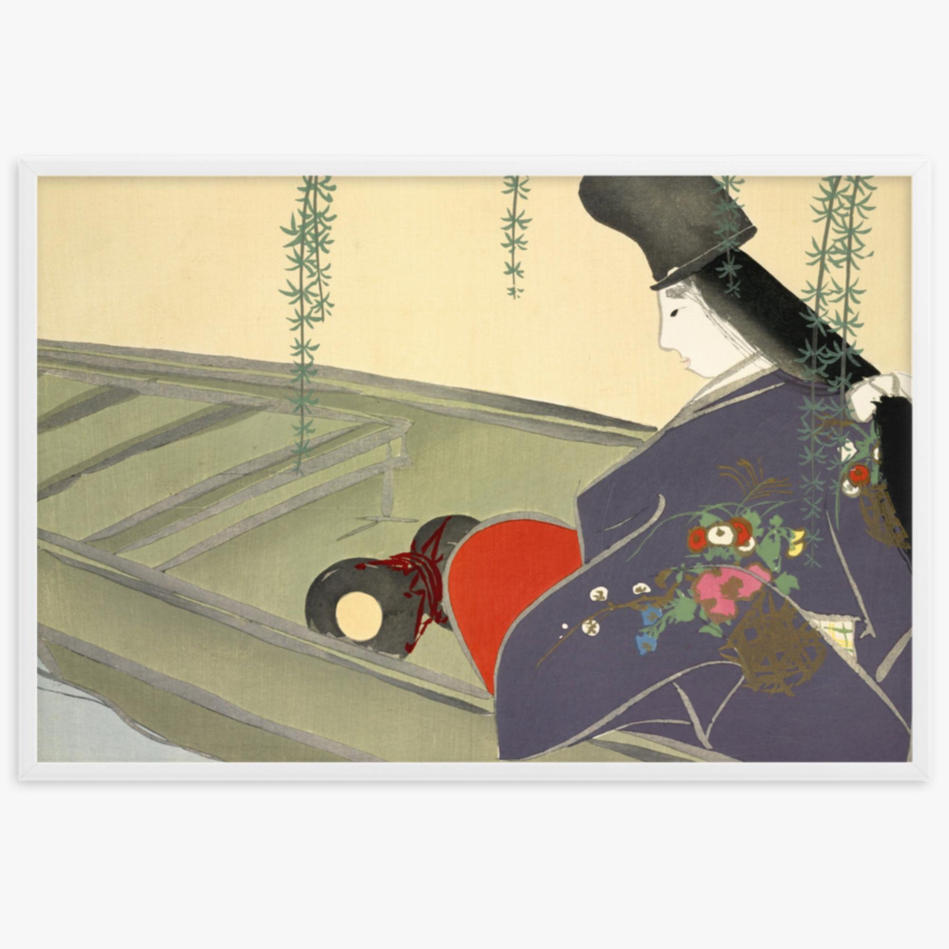 Kamisaka Sekka: Asazuma-bune, from Momoyo-gusa - 61x91 cm Poster With White Frame