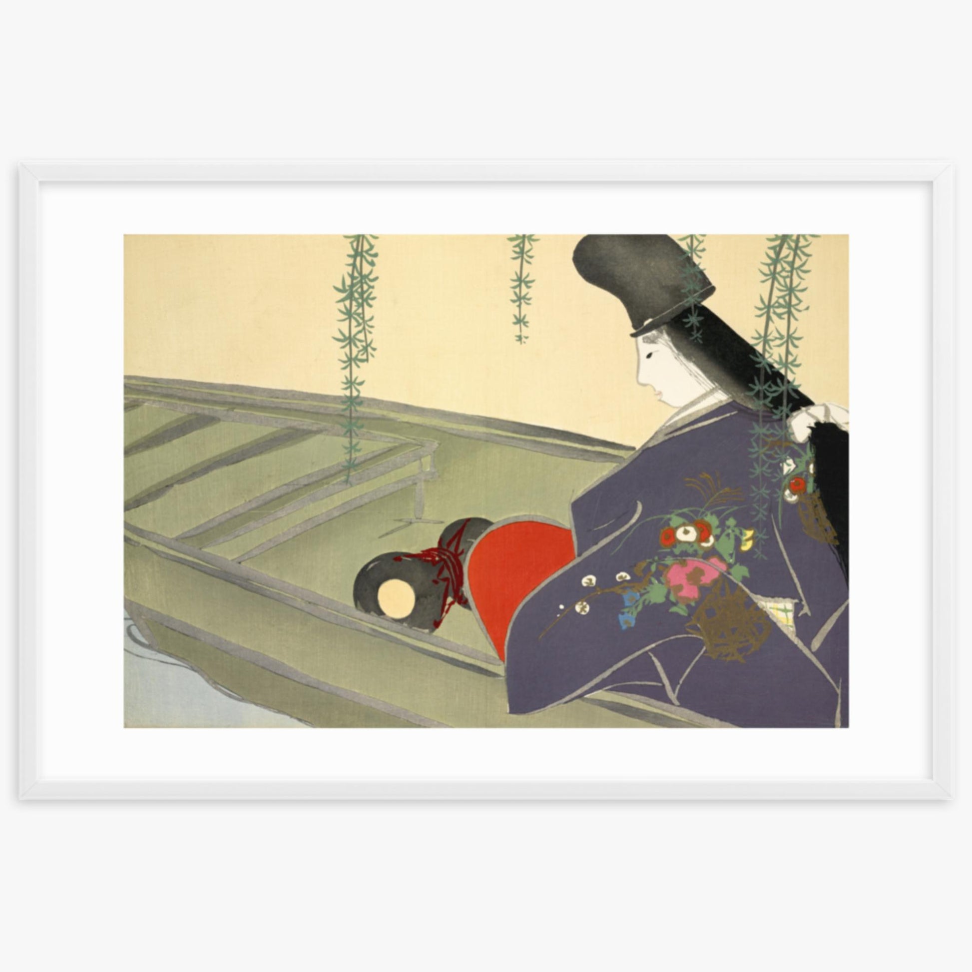 Kamisaka Sekka: Asazuma-bune, from Momoyo-gusa - 61x91 cm Poster With White Frame