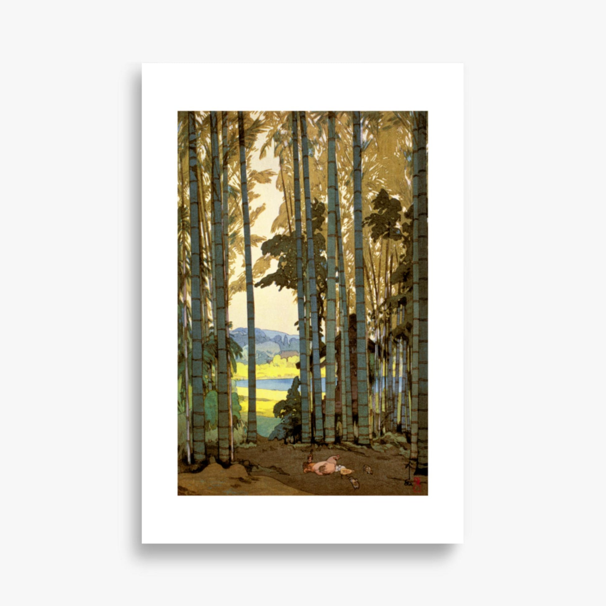 Hiroshi Yoshida: Hens in the bamboo wood - 61x91 cm Poster