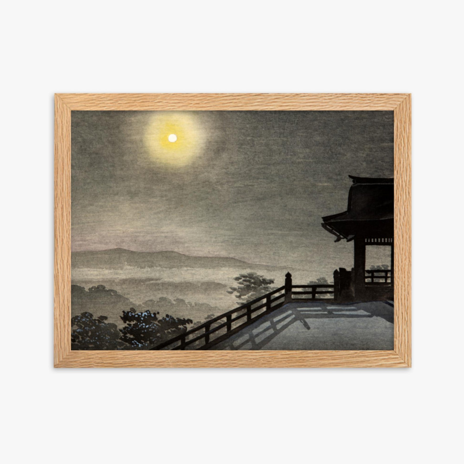 Kobayashi Kiyochika: Cool Moon Evening at Kiyomizudo in the Eastern Capital - 30x40 cm Poster With Oak Frame