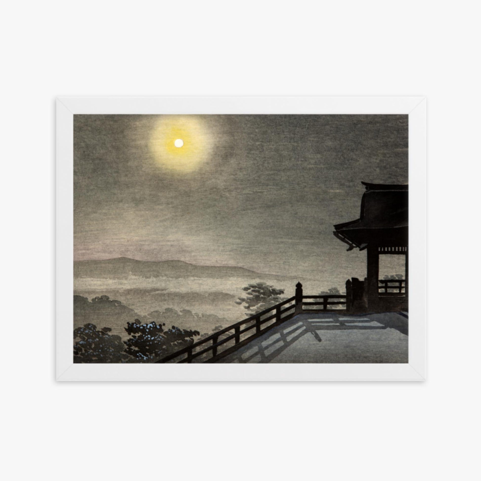 Kobayashi Kiyochika: Cool Moon Evening at Kiyomizudo in the Eastern Capital - 30x40 cm Poster With White Frame