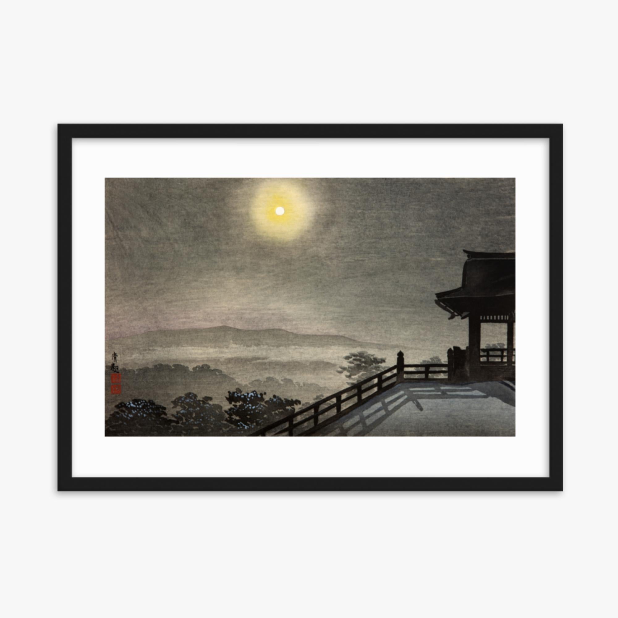 Kobayashi Kiyochika: Cool Moon Evening at Kiyomizudo in the Eastern Capital - 50x70 cm Poster With Black Frame