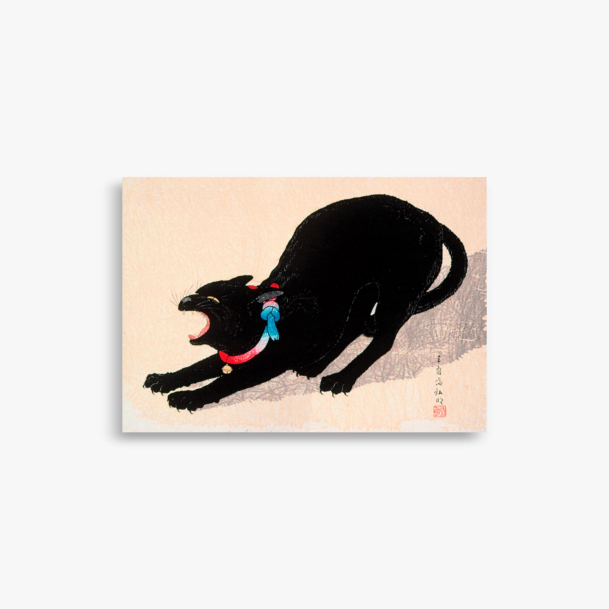 Takahashi Hiroaki (Shōtei) - Black Cat Hissing 21x30 cm Poster