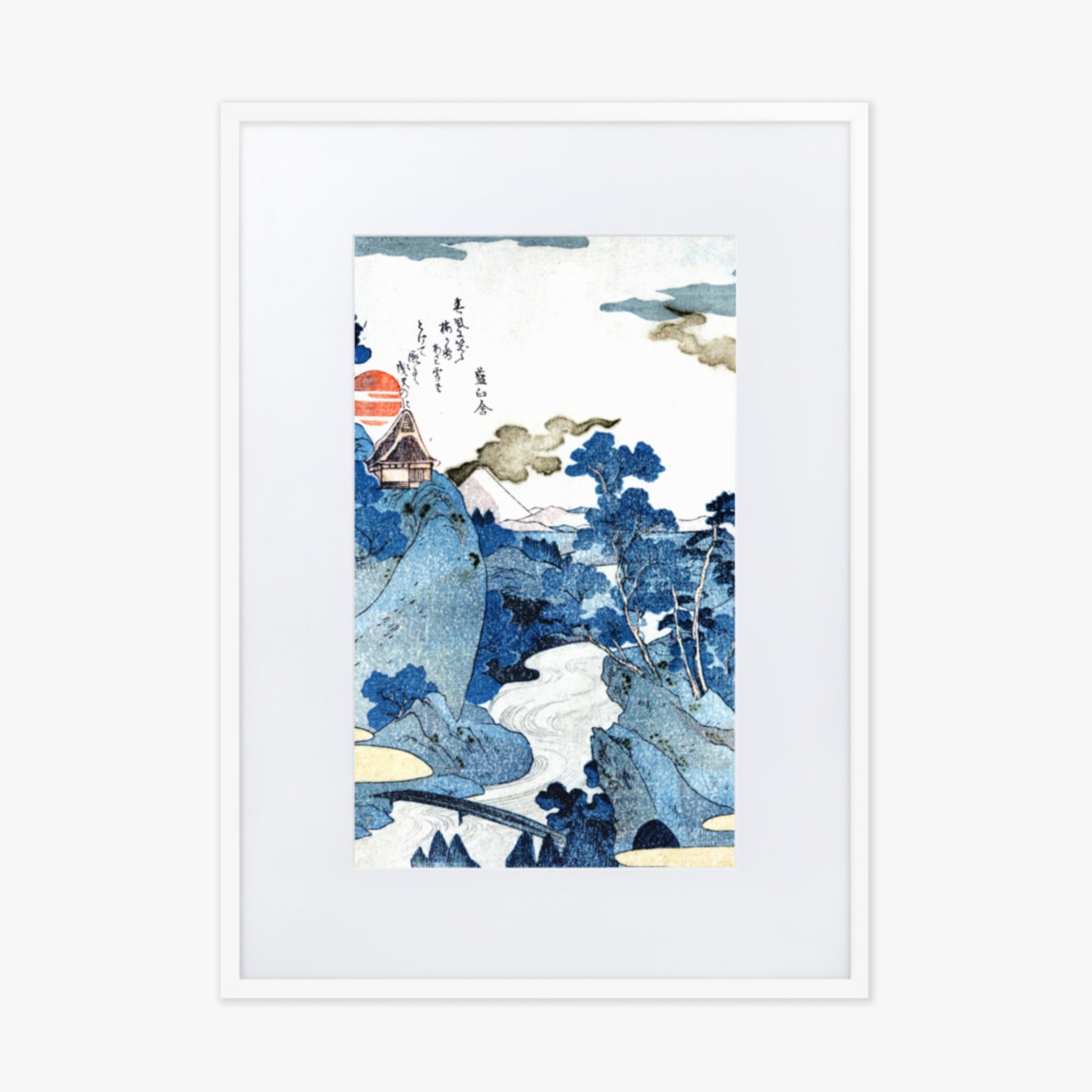 Utagawa Kuniyoshi - An evening view of Fuji 50x70 cm Poster With White Frame