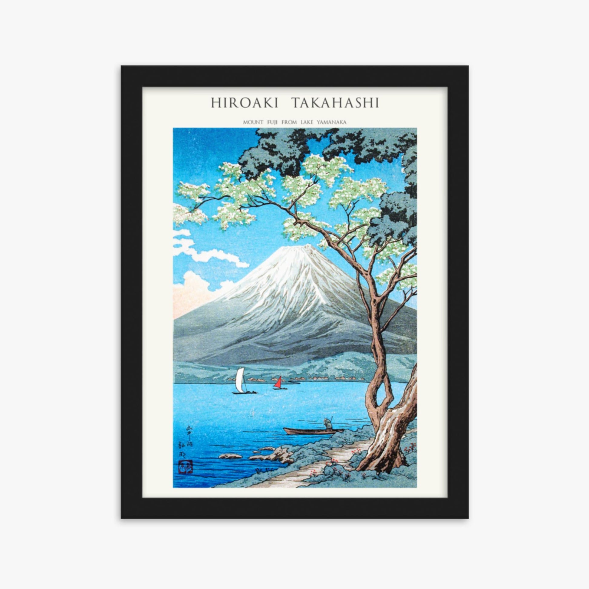 Hiroaki Takahashi - Mount Fuji from Lake Yamanaka - Decoration 30x40 cm Poster With Black Frame